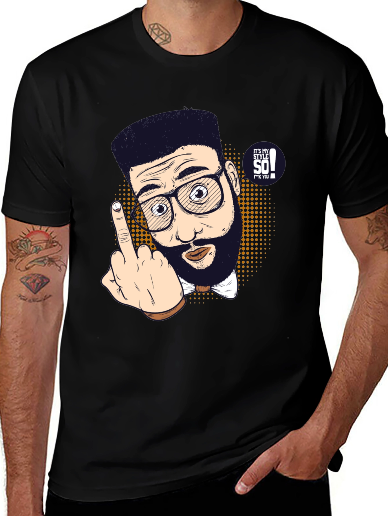 Variant 11 of Funny Cartoon Middle Finger Graphic Tee