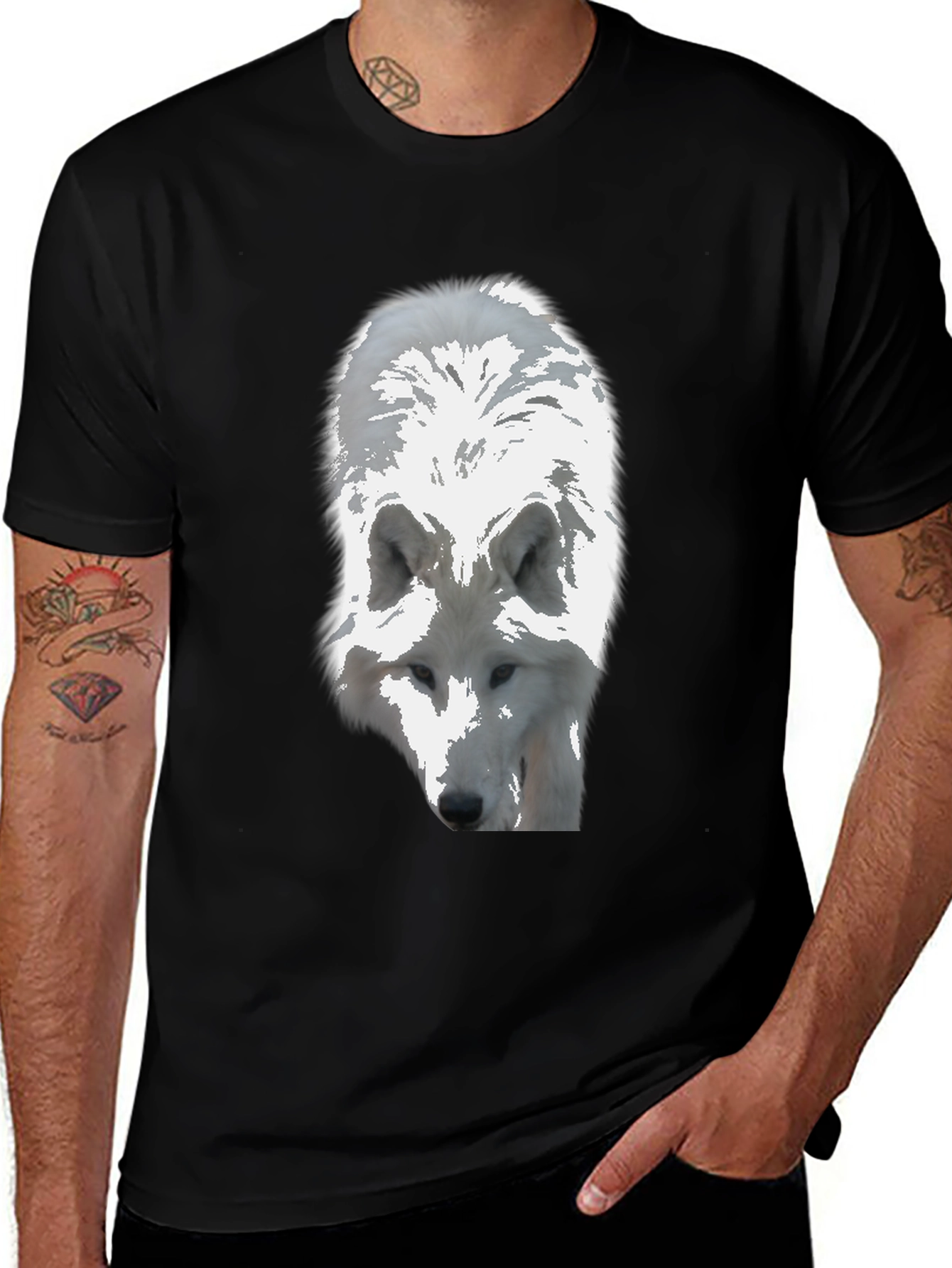 Variant 3 of Wolf Graphic Print Black T-Shirt