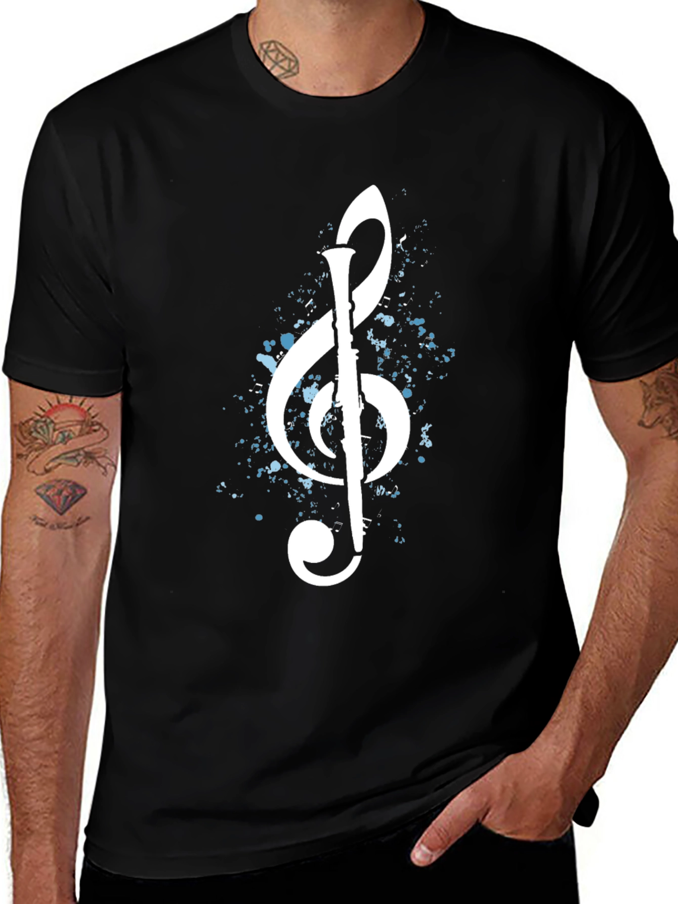 Variant 30 of Musical Clef Graphic T-Shirt - Black