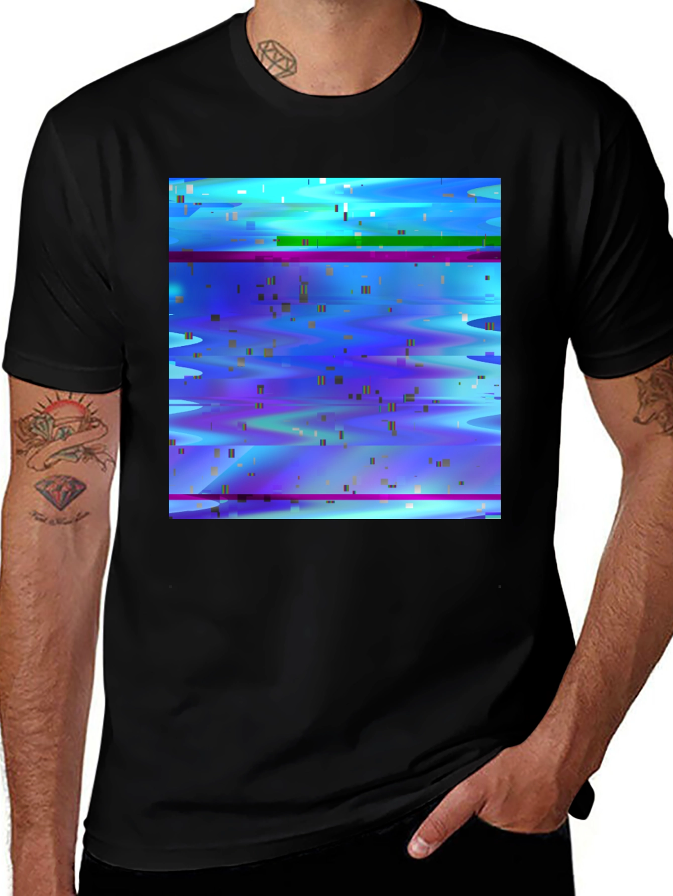Variant 27 of Glitch Art Graphic Tee - Modern Abstract Design