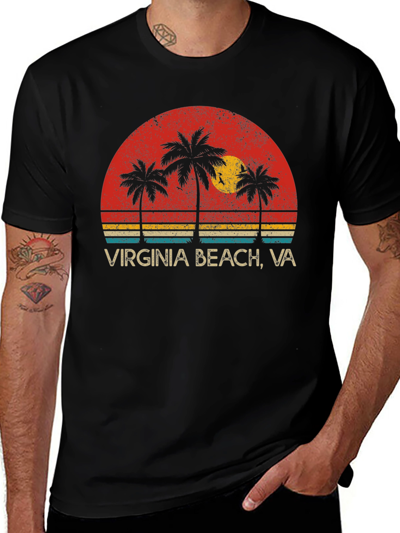 Variant 9 of Virginia Beach VA Palm Tree Graphic Tee