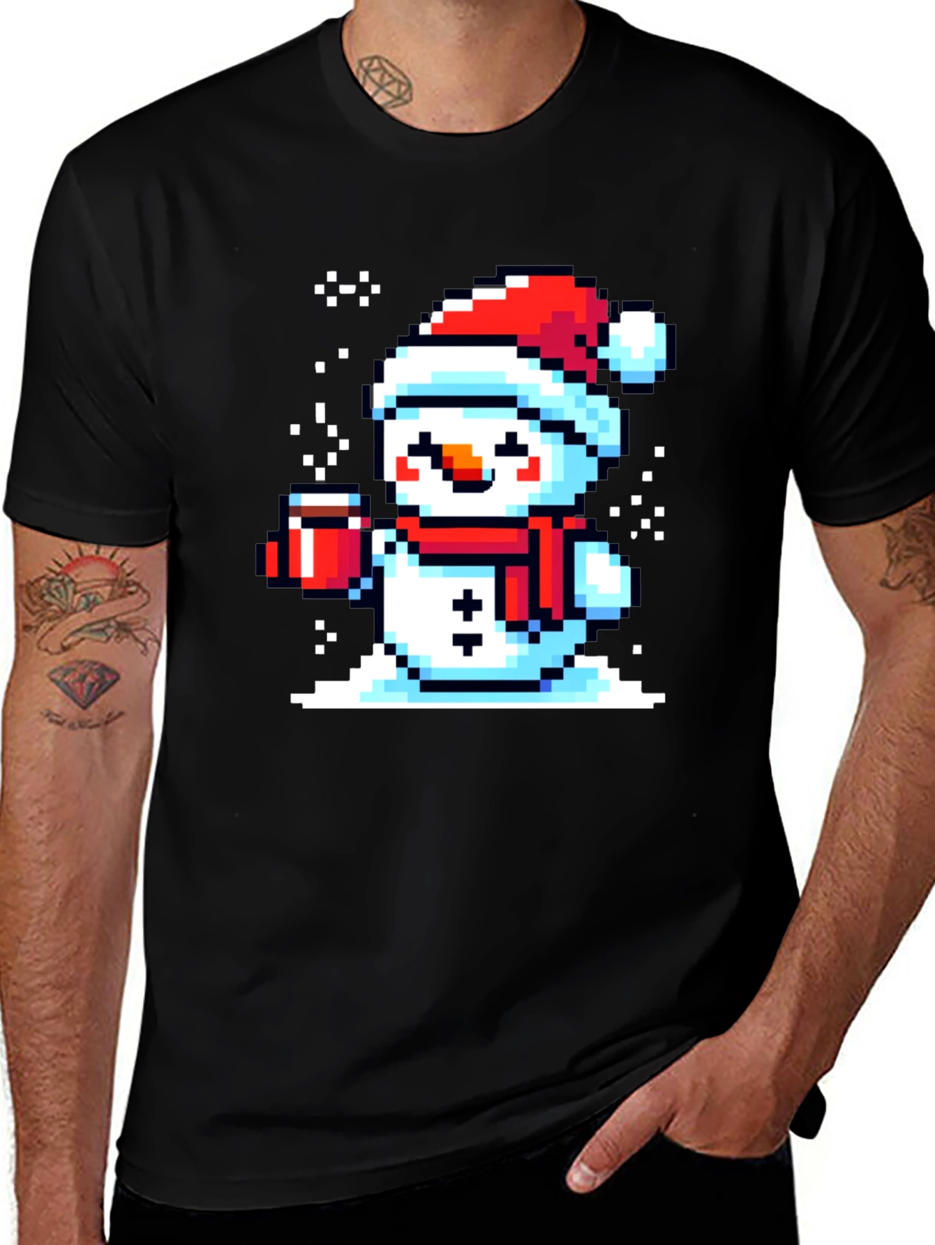 Variant 22 of Pixel Snowman T-Shirt - Festive Holiday Style
