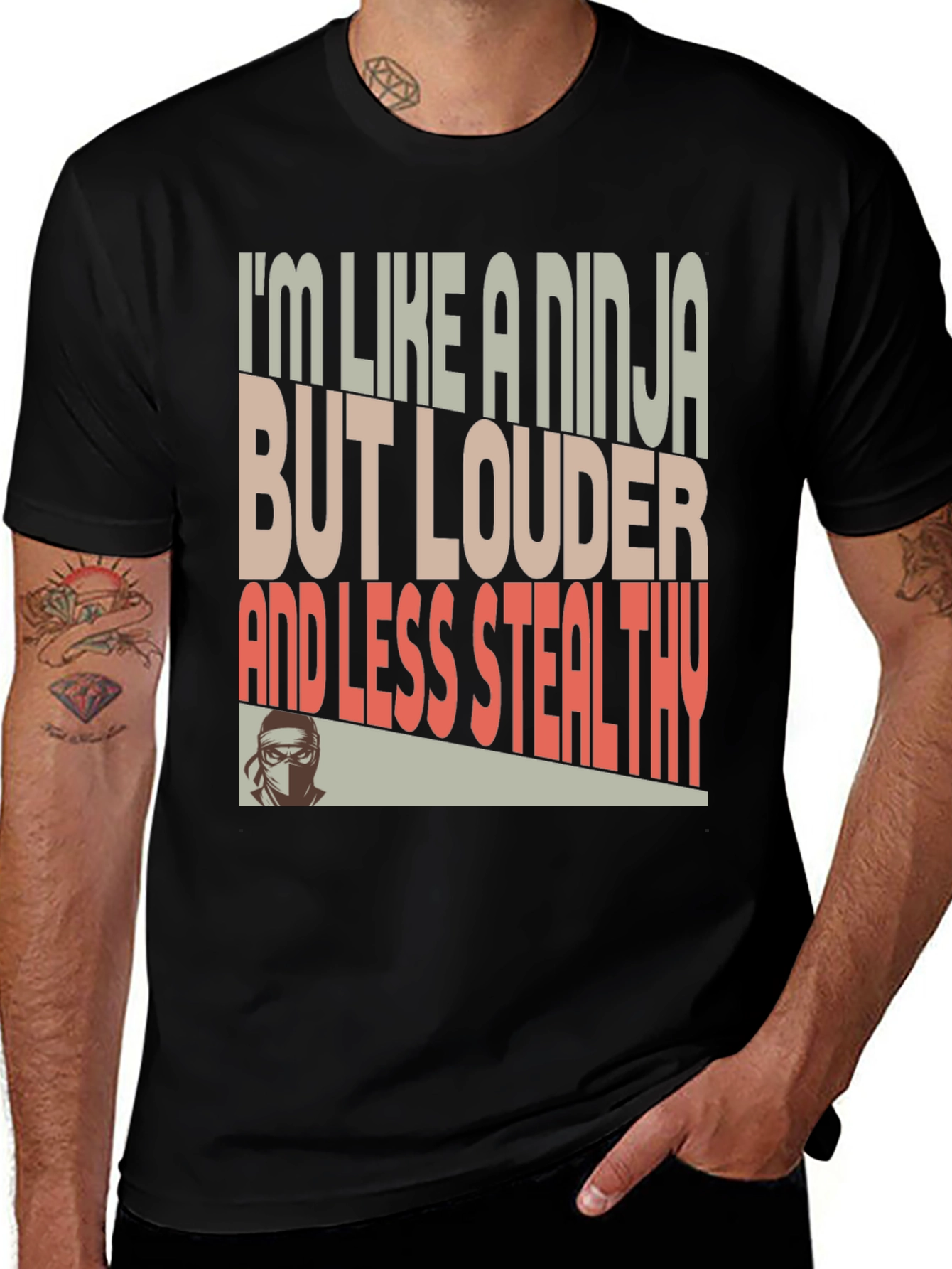 Variant 22 of Ninja Humor T-Shirt - Loud and Less Stealthy