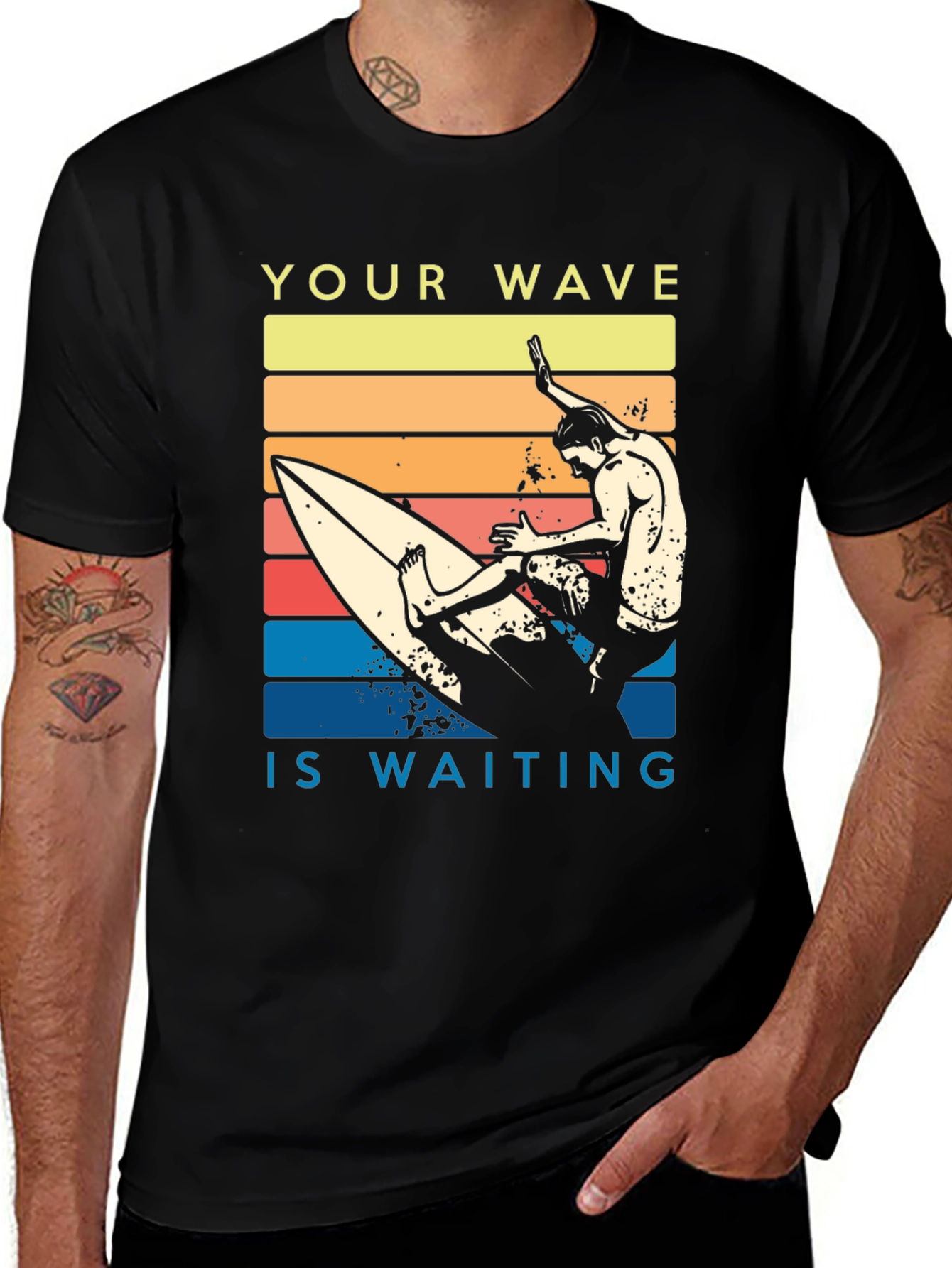 Variant 8 of Surfer Graphic T-Shirt - Your Wave is Waiting
