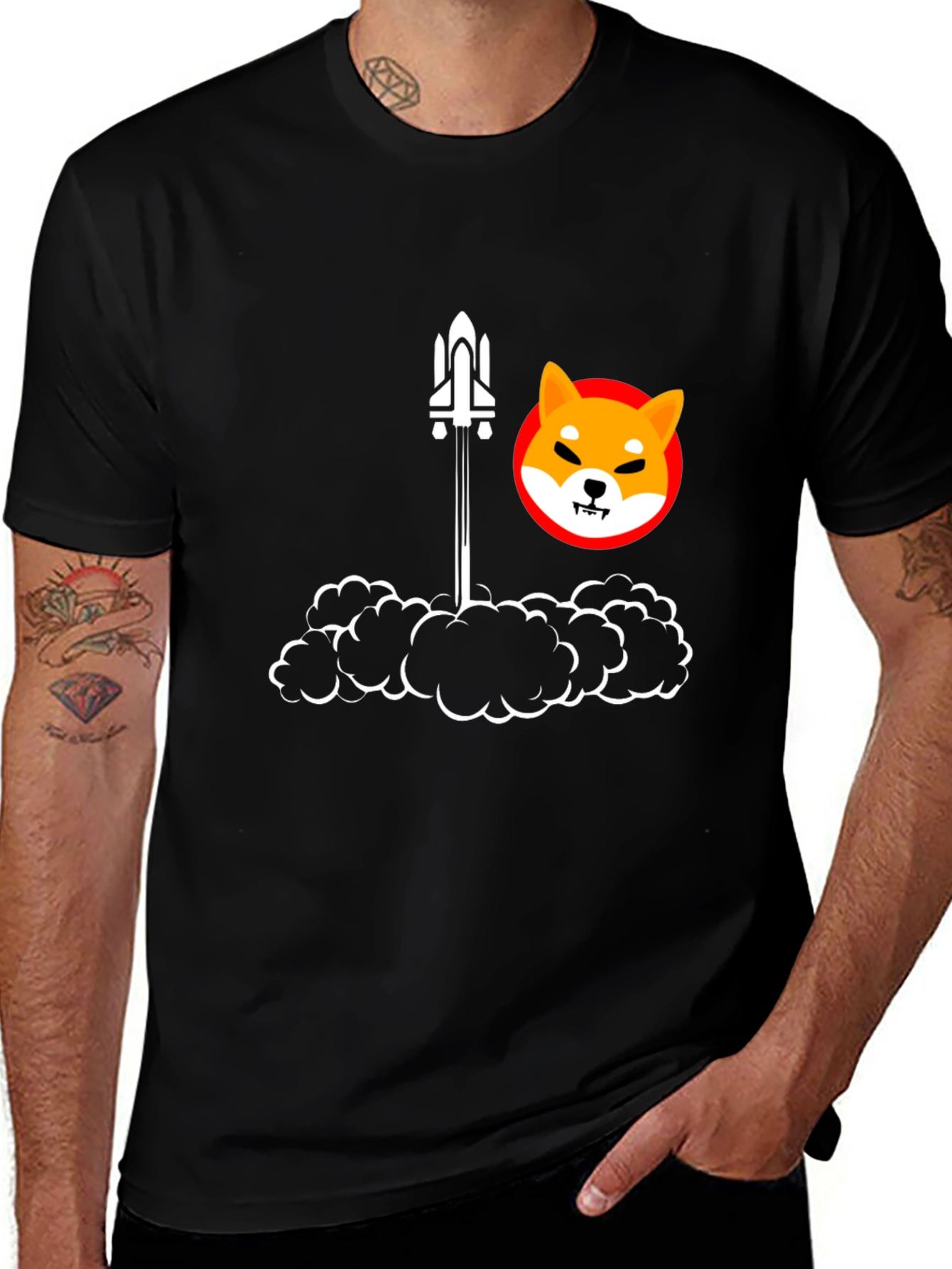 Variant 3 of Shiba Inu Rocket Black T-Shirt
