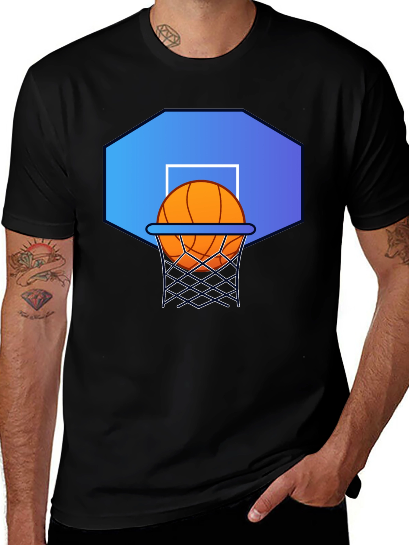 Variant 16 of Basketball Hoop Graphic Tee - Black
