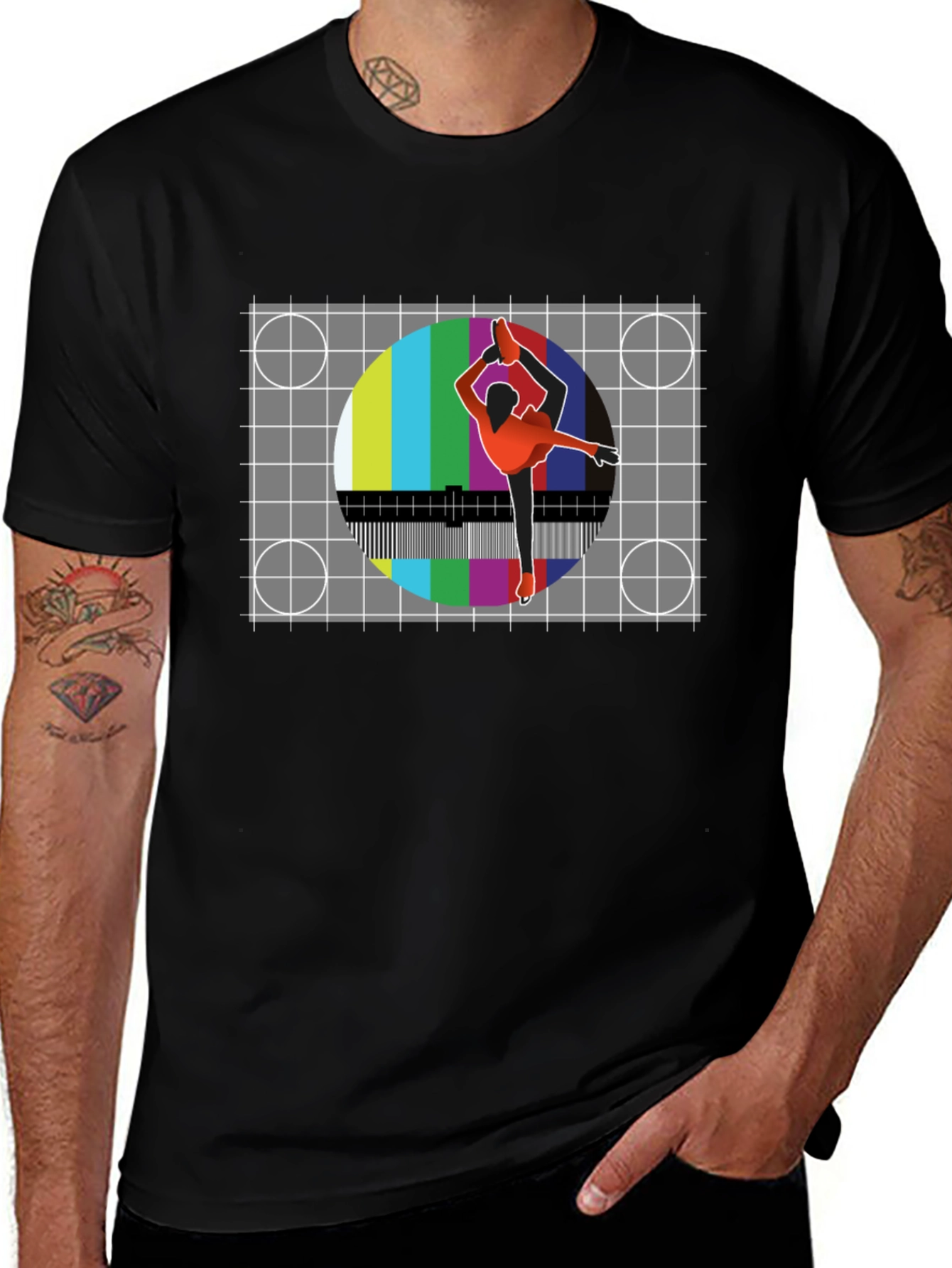 Variant 21 of Retro TV Test Pattern Figure Skater T-Shirt