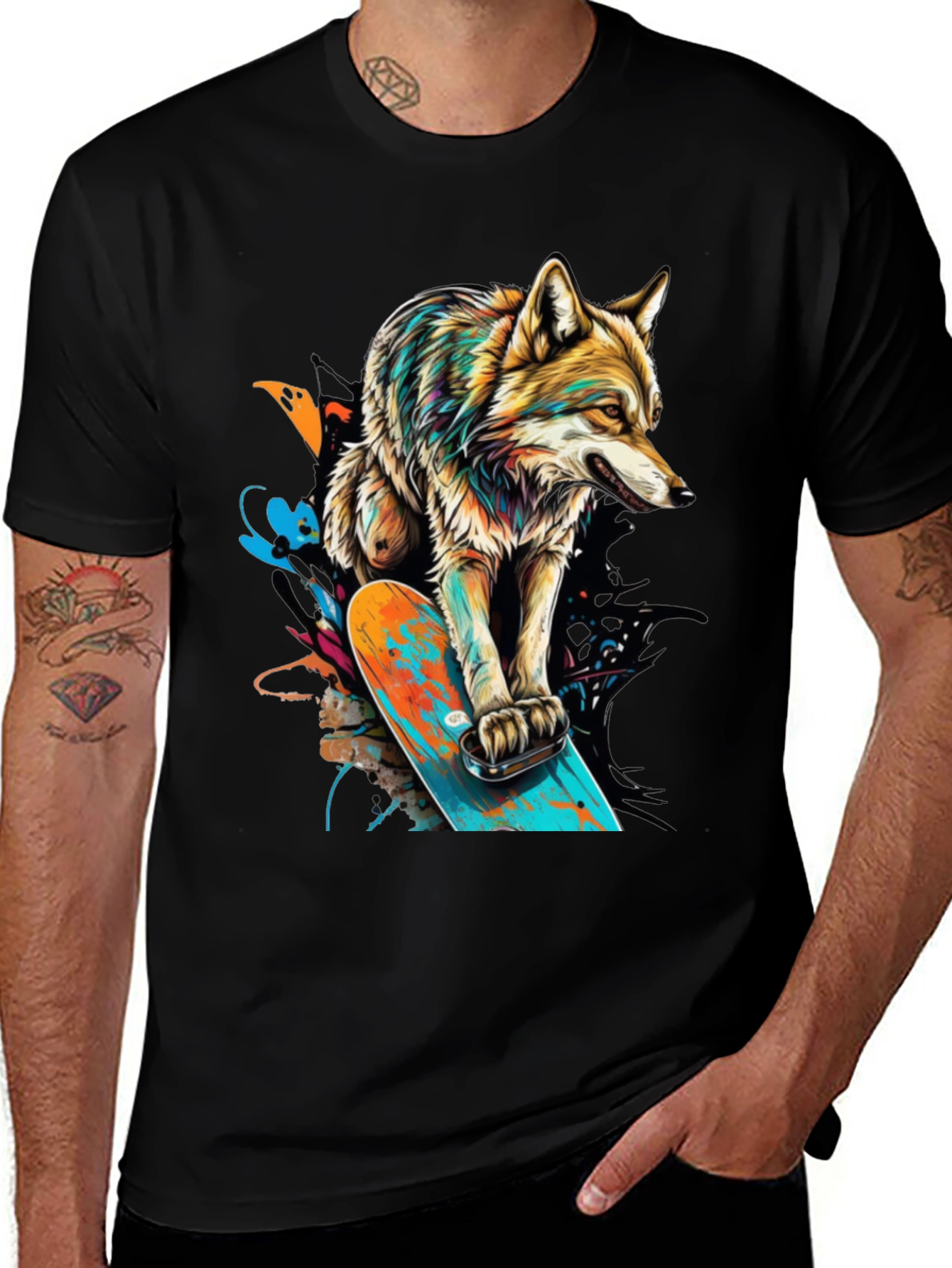 Variant 8 of Wolf on Skateboard Graphic T-Shirt
