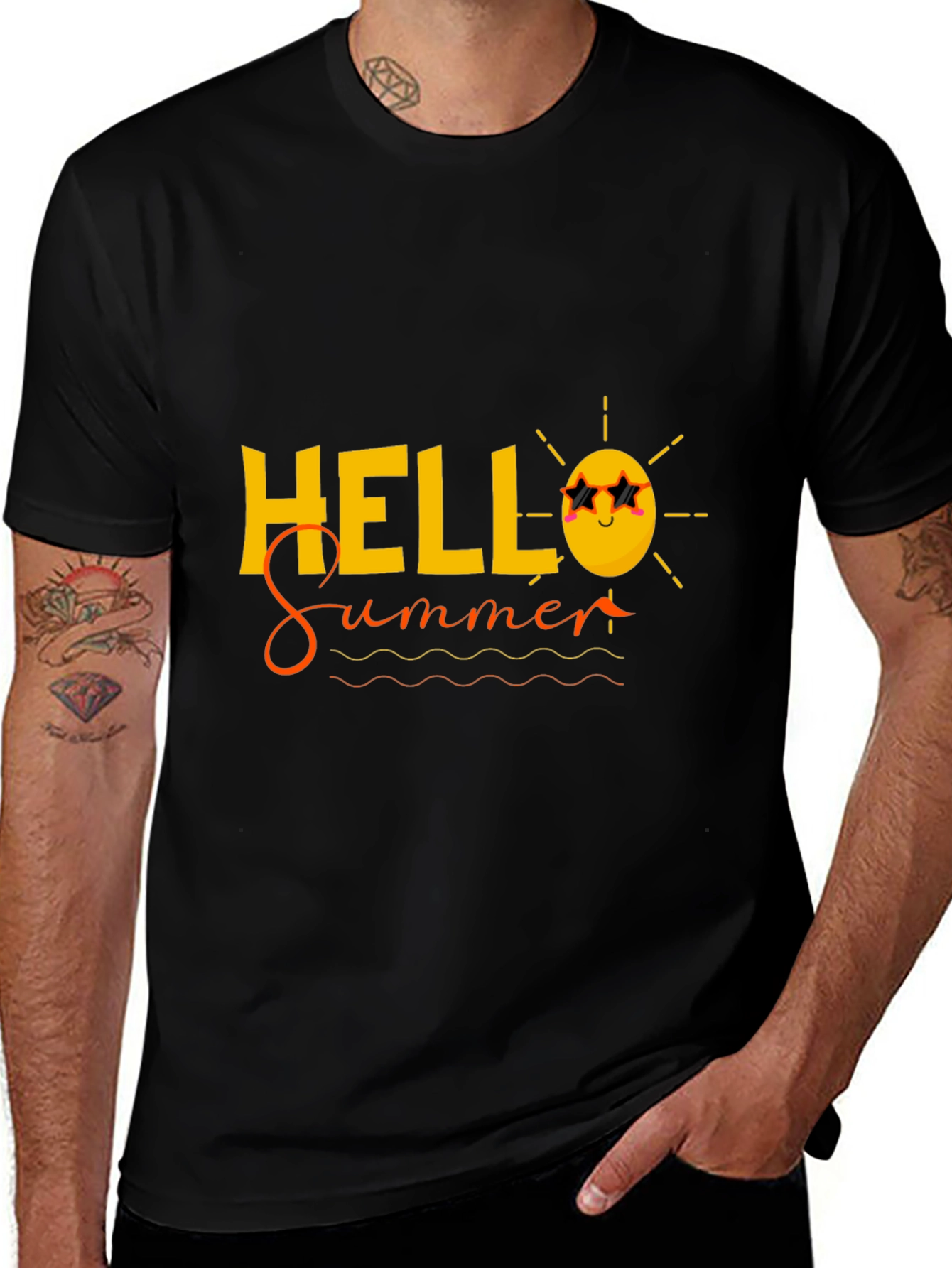 Variant 9 of Hello Summer Black Graphic Tee