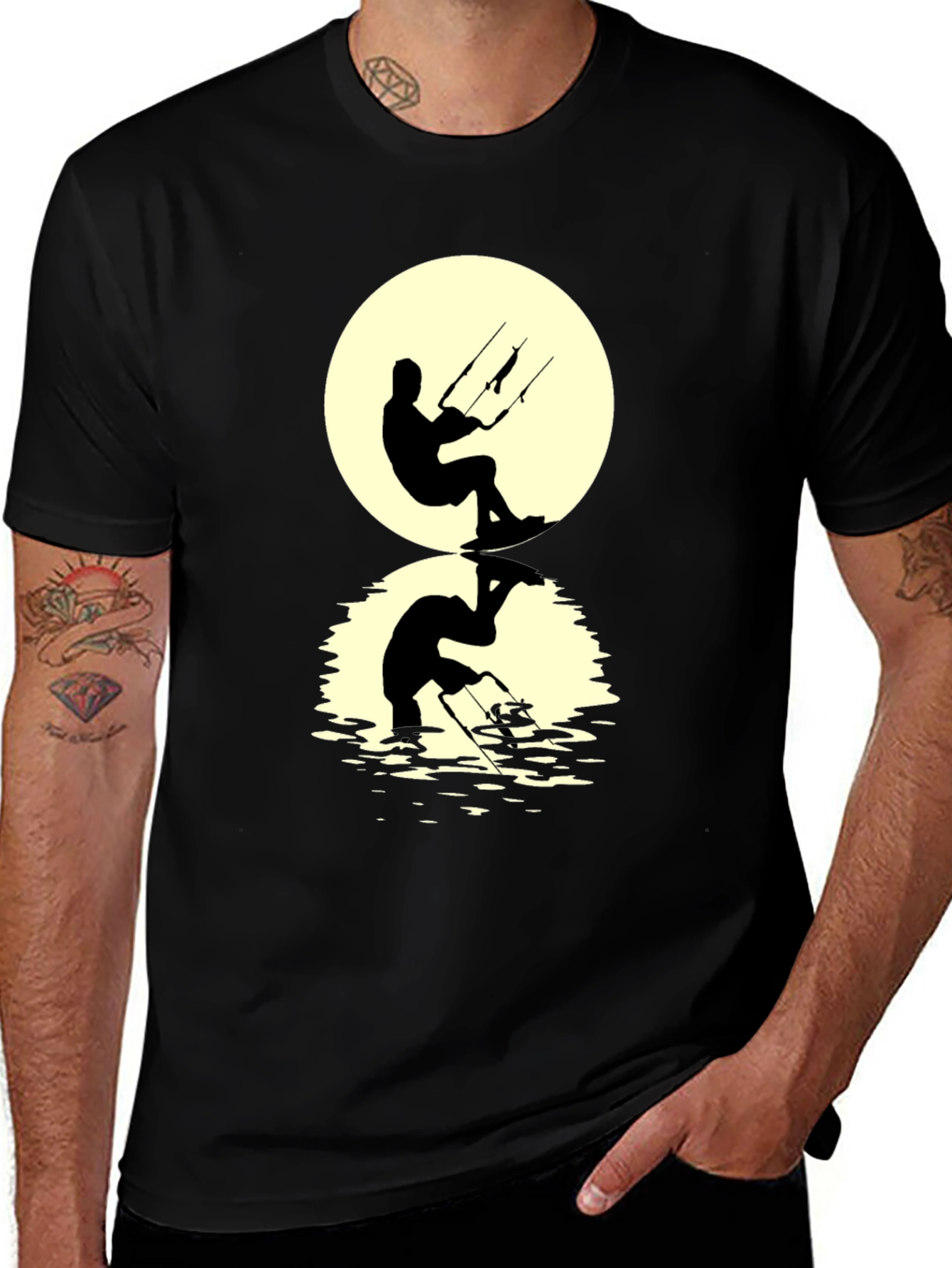 Black Kite Surfer Silhouette Graphic Tee main image