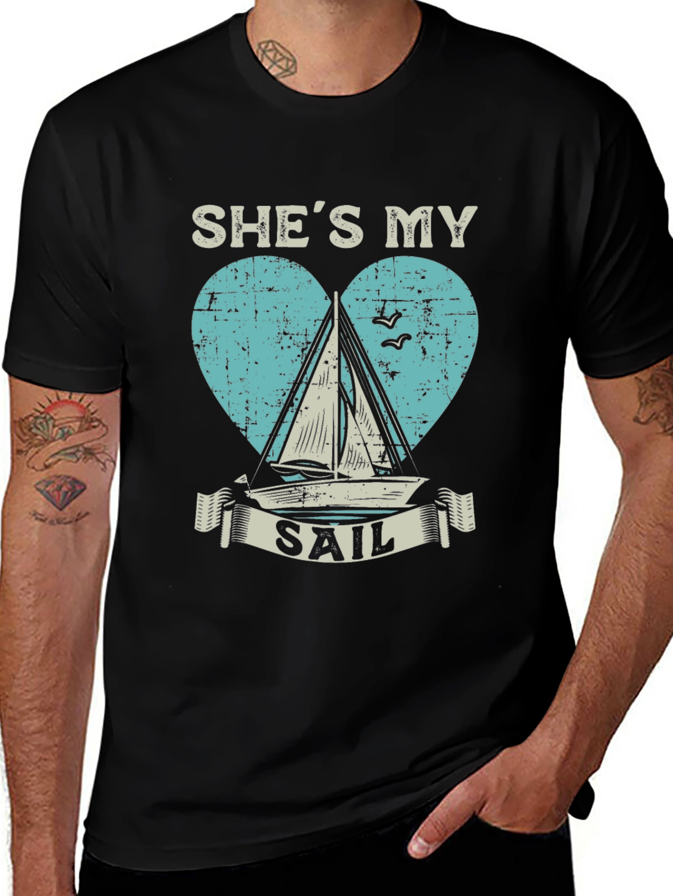 Variant 9 of She's My Sailboat T-Shirt - Matching Couple Tee