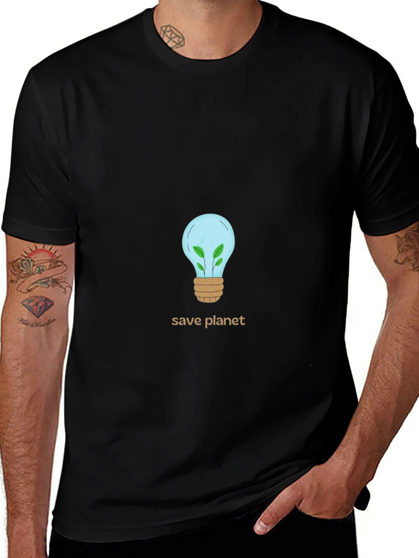 Variant 16 of Eco-Friendly Save Planet Black T-Shirt