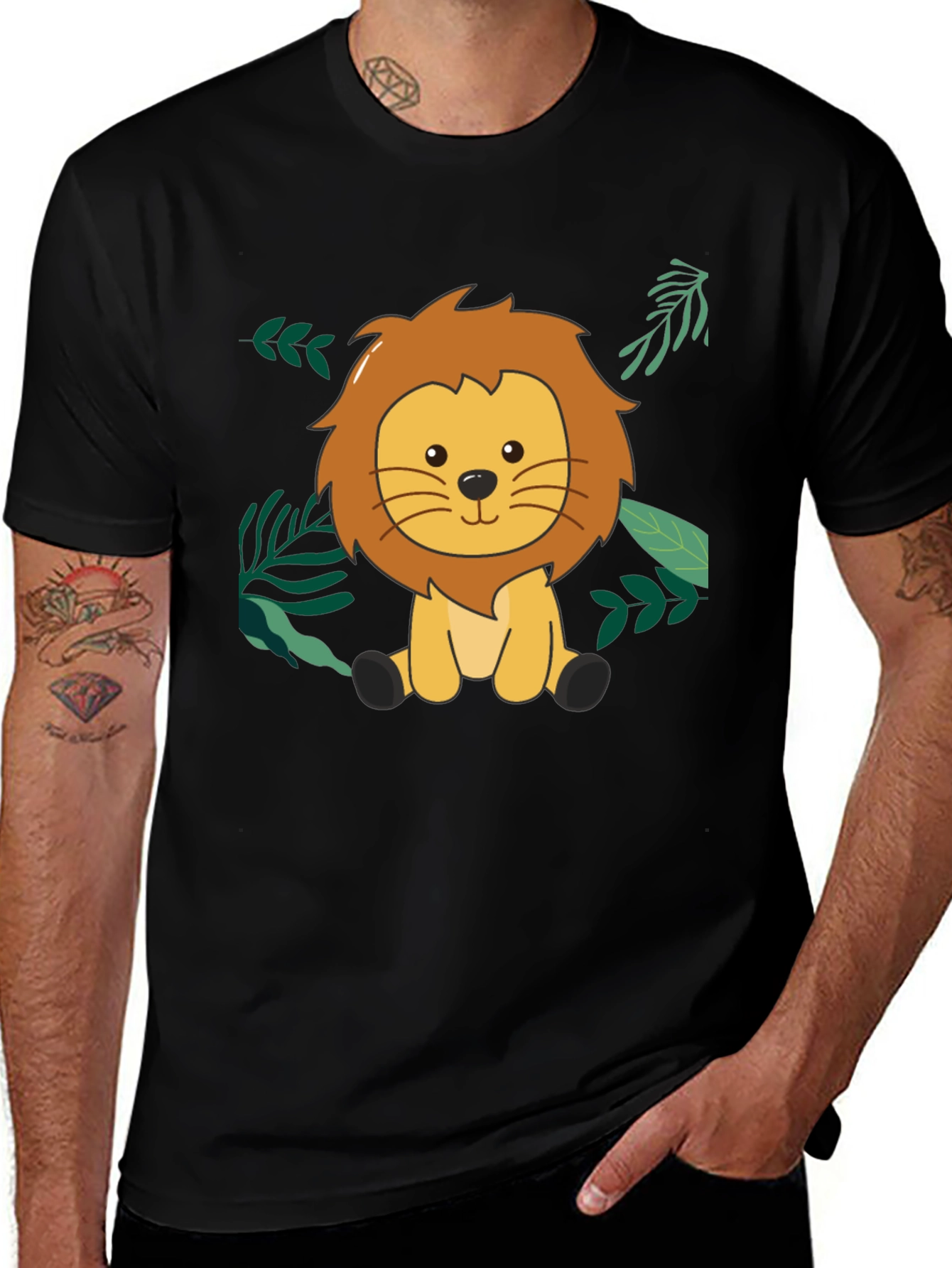 Variant 16 of Cute Lion Graphic Black T-Shirt