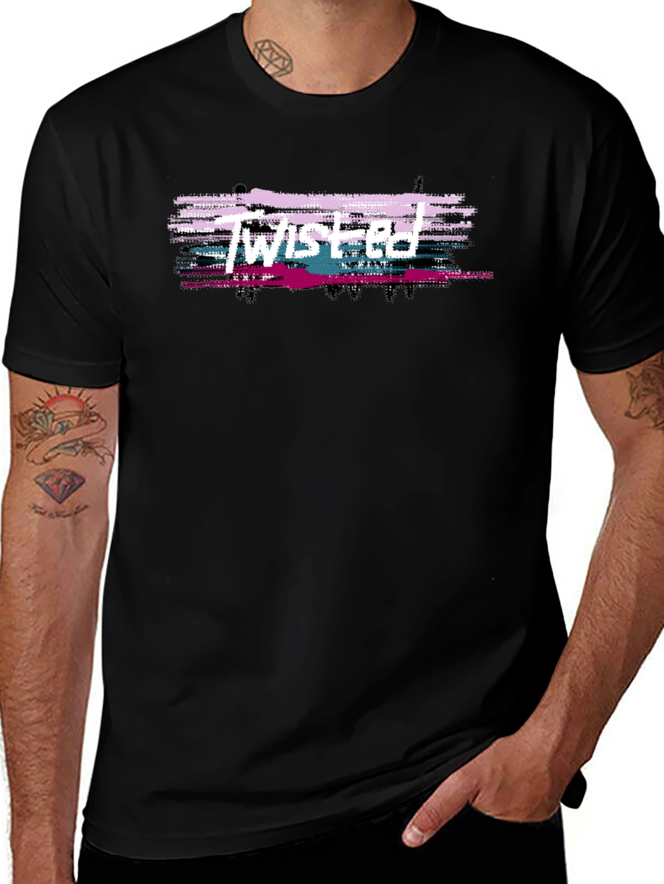 Variant 26 of Twisted Graphic Print Black T-Shirt