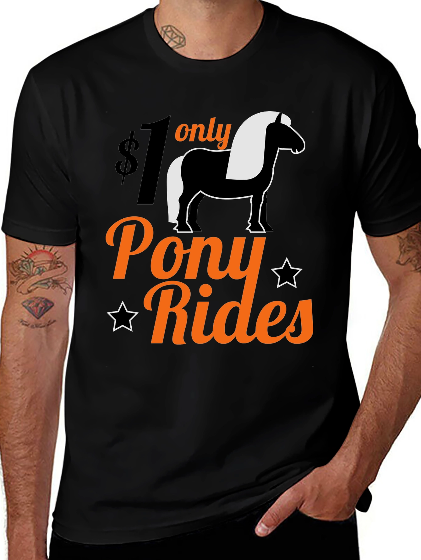 Variant 27 of Pony Rides T-Shirt - Black Cotton Tee