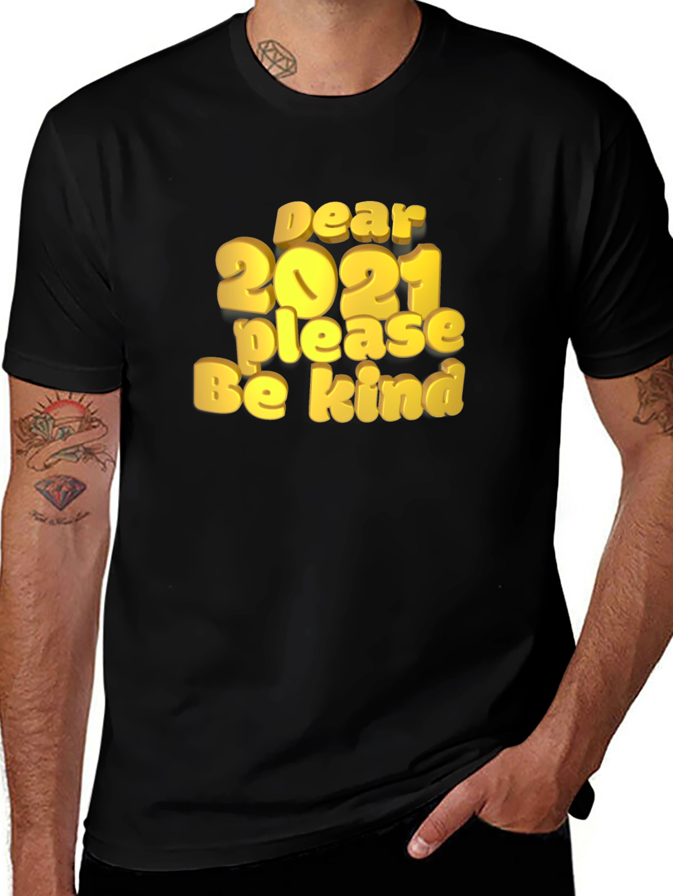 Variant 23 of Dear 2021 Graphic Print Black T-Shirt