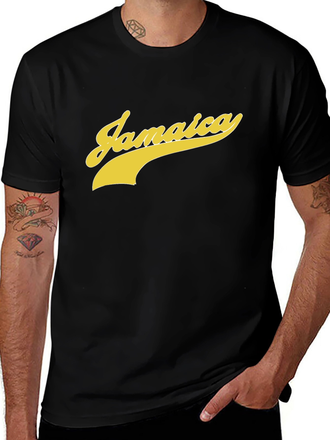 Jamaica Script Tee - Bold Style Black T-Shirt