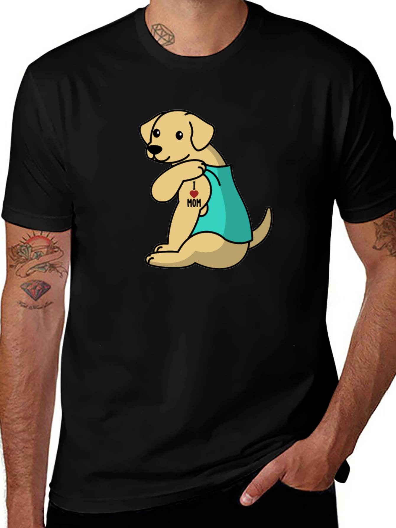 Variant 30 of I Love Mom Dog Tattoo T-Shirt - Men's Graphic Tee