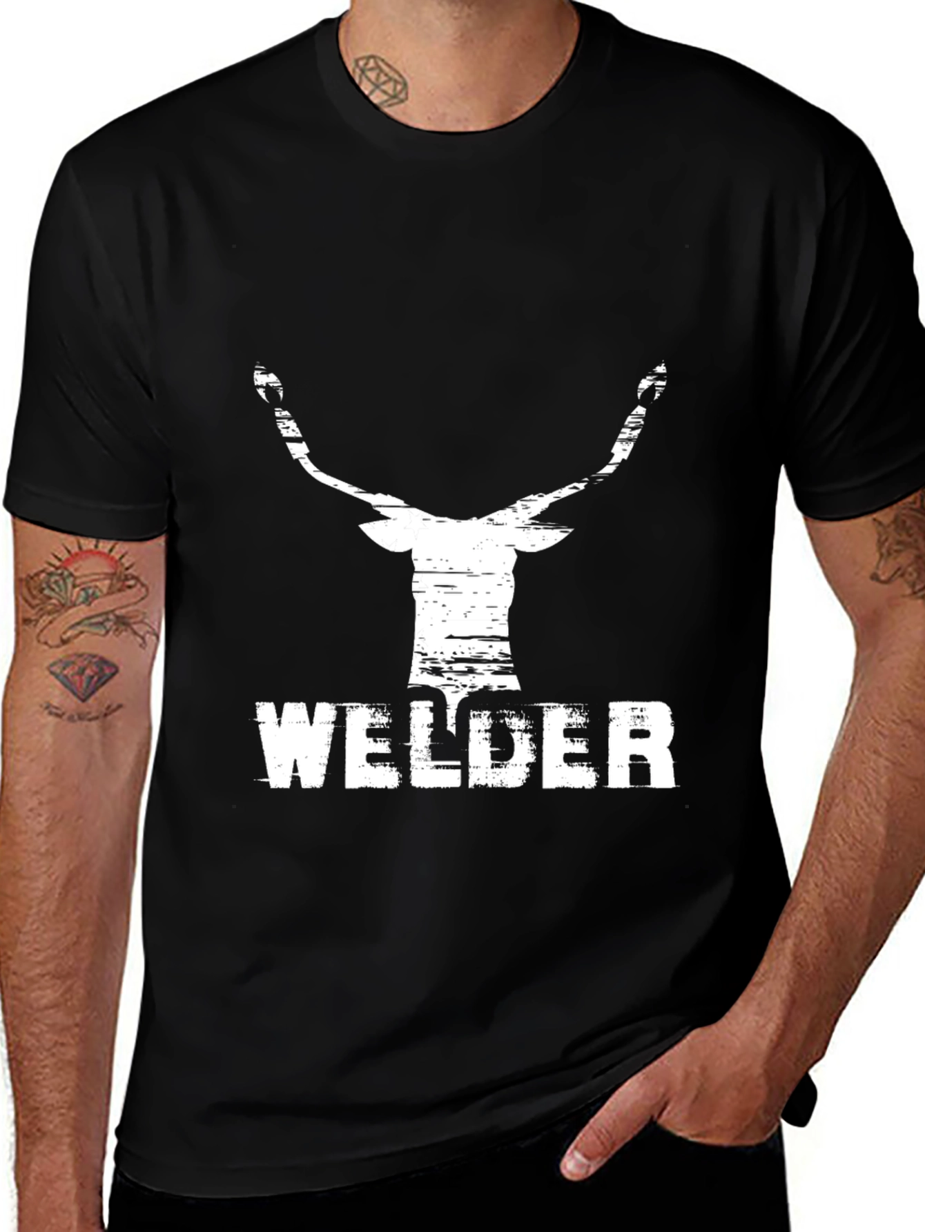 Variant 13 of Welder Deer Graphic Black T-Shirt