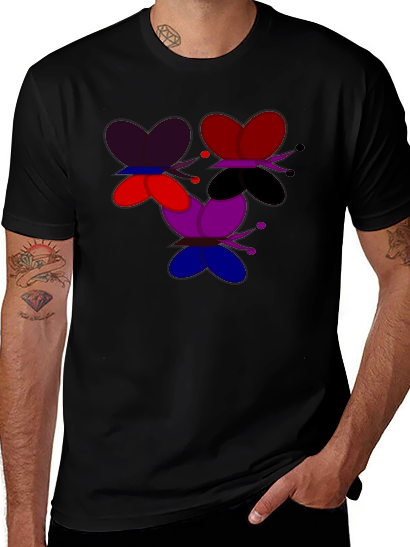 Variant 27 of Butterfly Graphic Tee - Stylish Men's Black T-Shirt