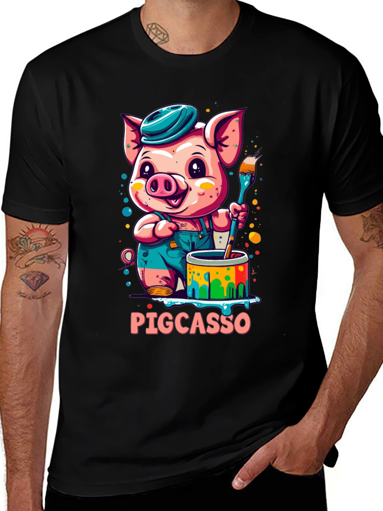 Variant 29 of Pigcasso Artist Pig Graphic T-Shirt
