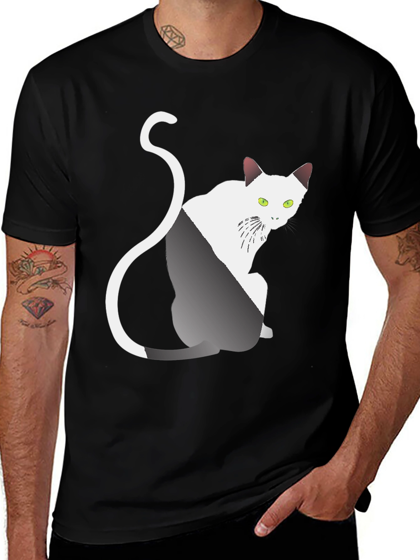 Variant 14 of Cat Graphic Black T-Shirt
