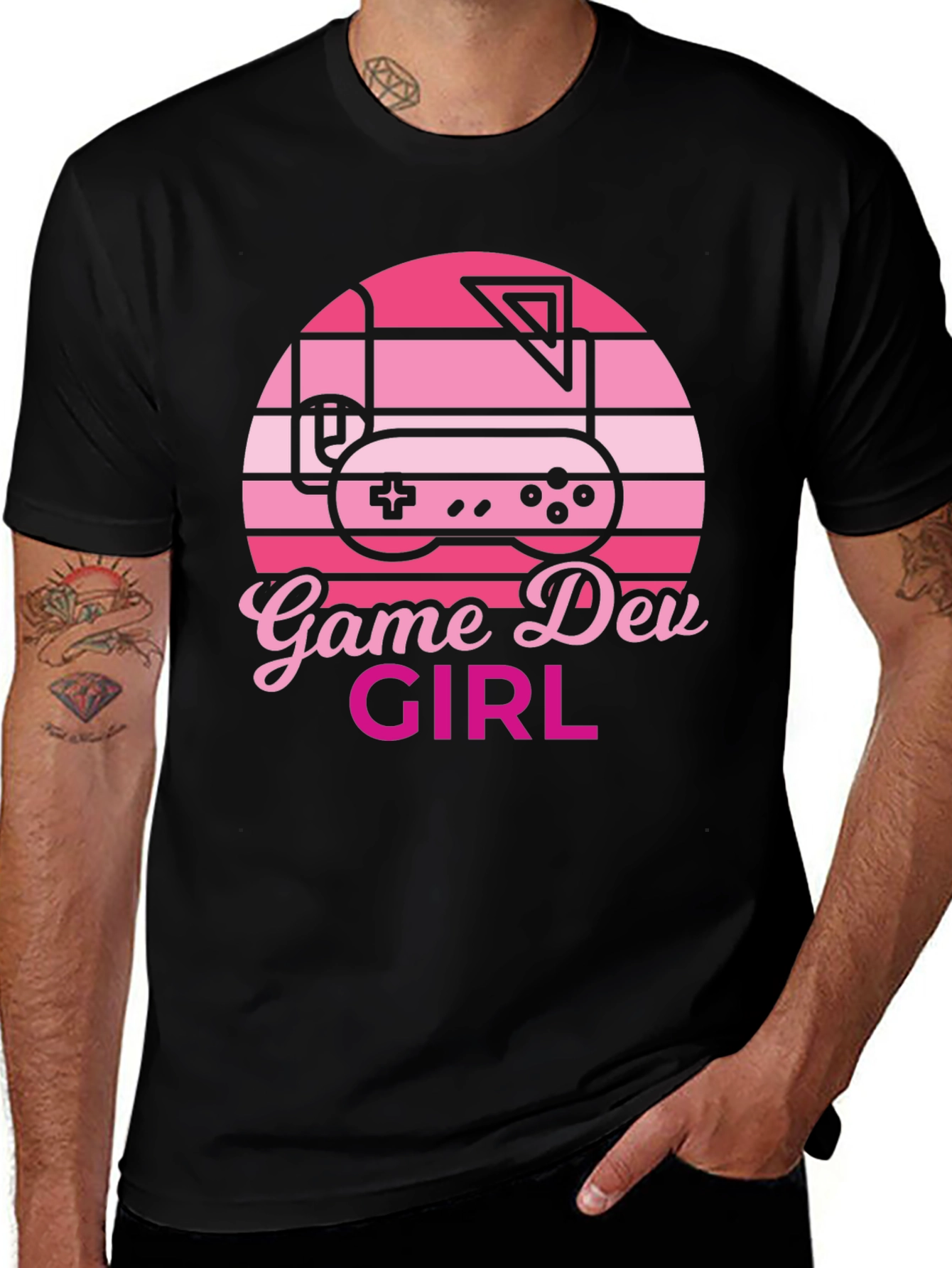 Black Game Dev Girl Retro Style T-Shirt main image