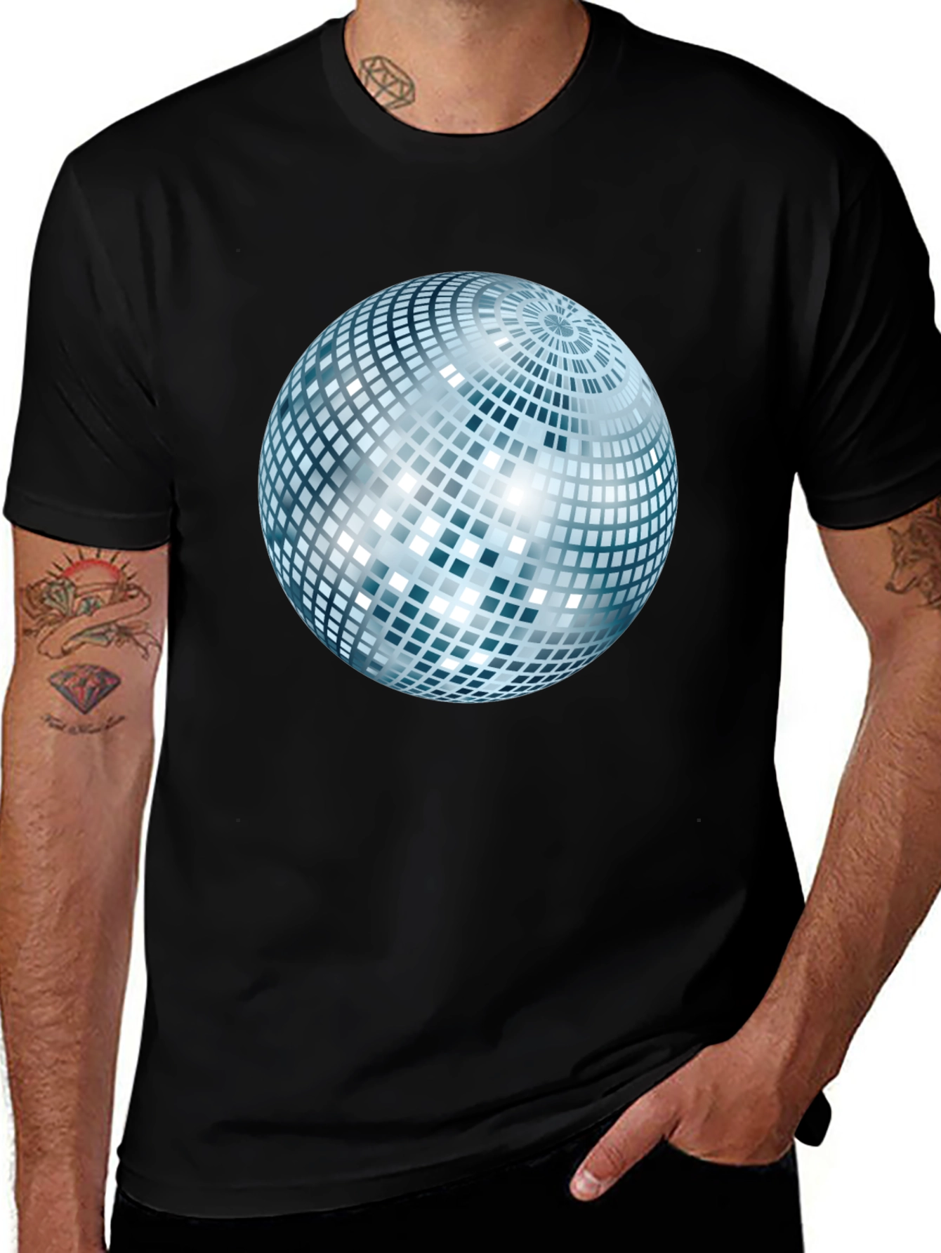 Variant 10 of Disco Ball Graphic Black T-Shirt