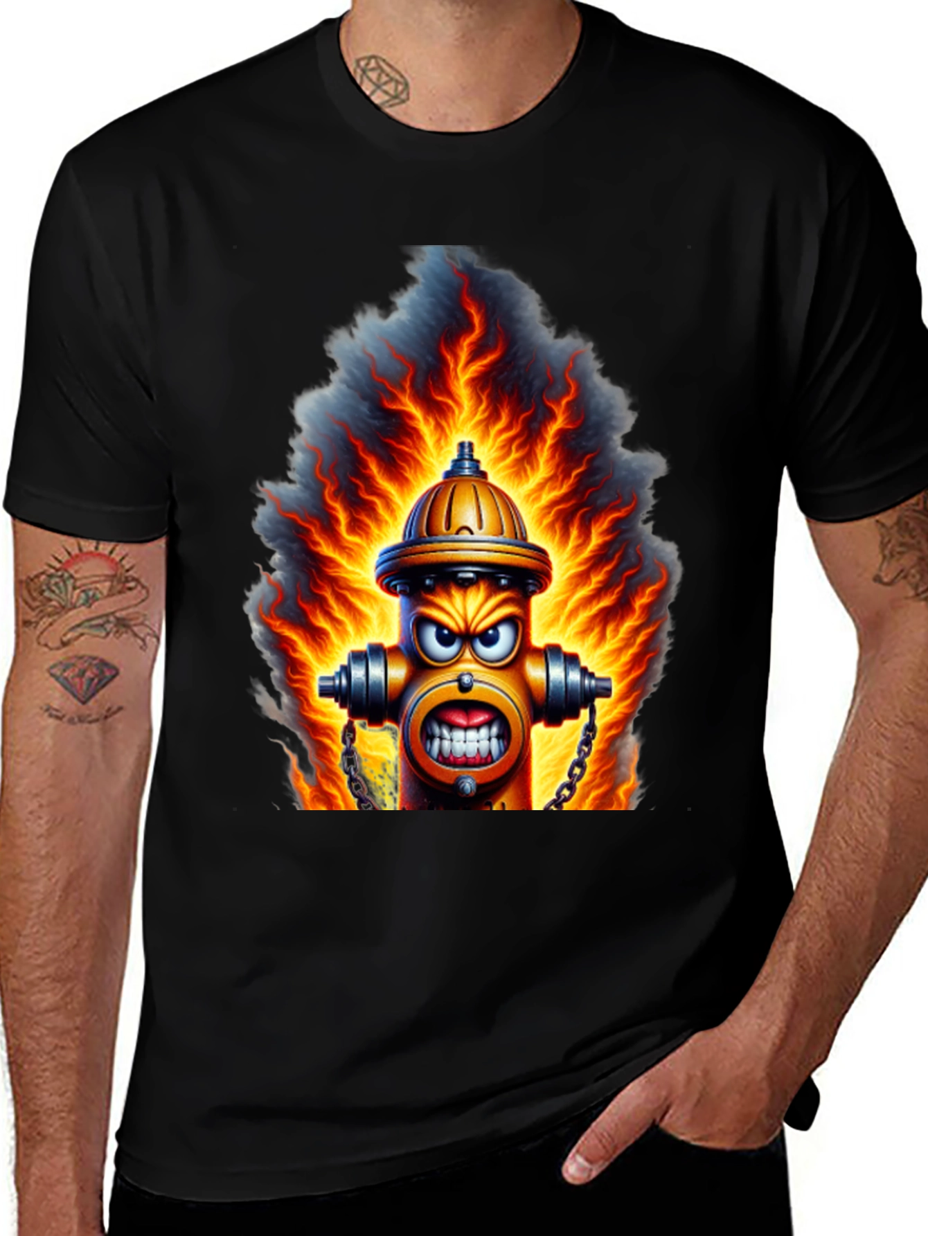 Fiery Hydrant Graphic Tee - Bold Streetwear