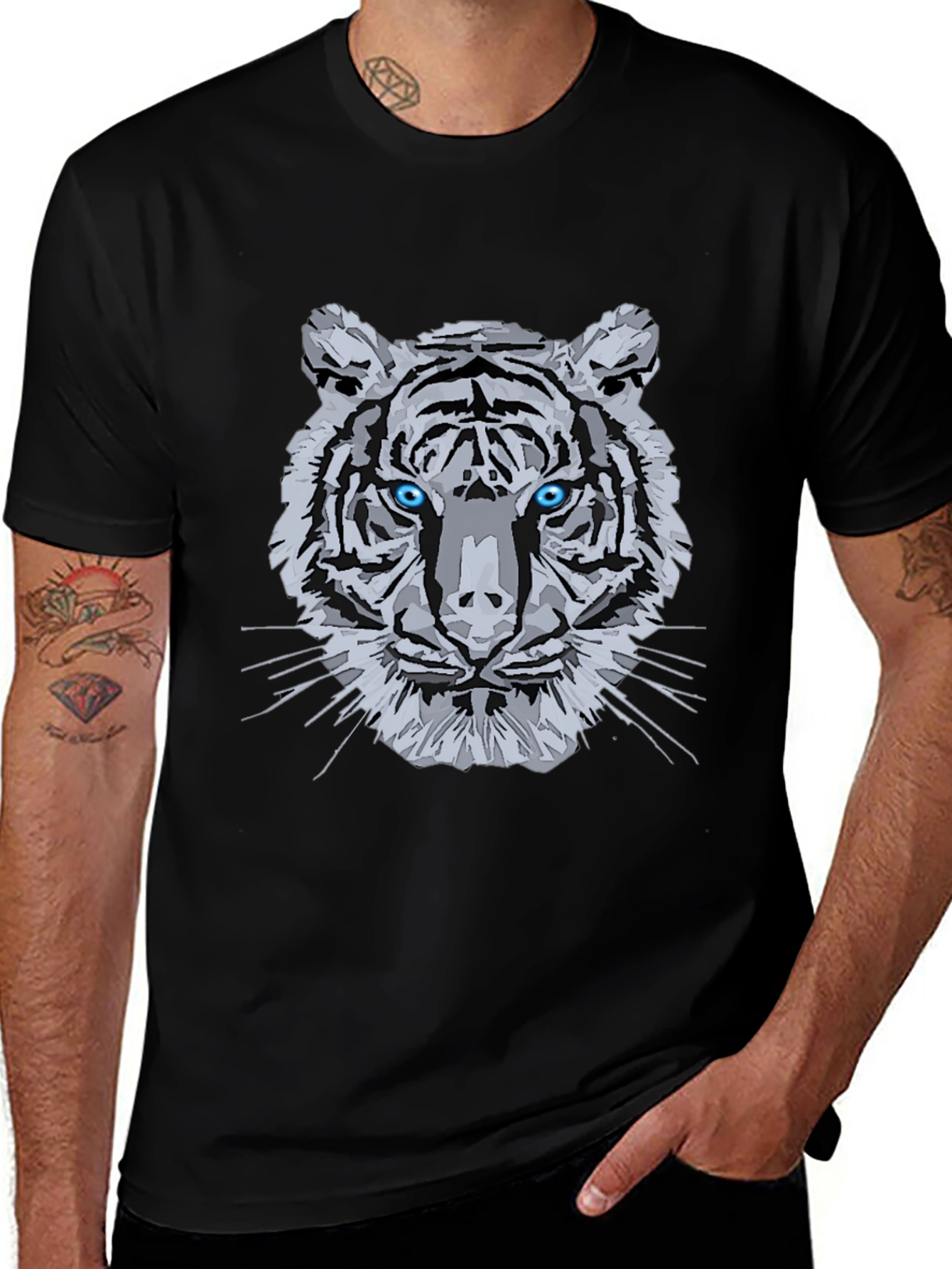 Variant 21 of Cool Tiger Graphic Black T-Shirt