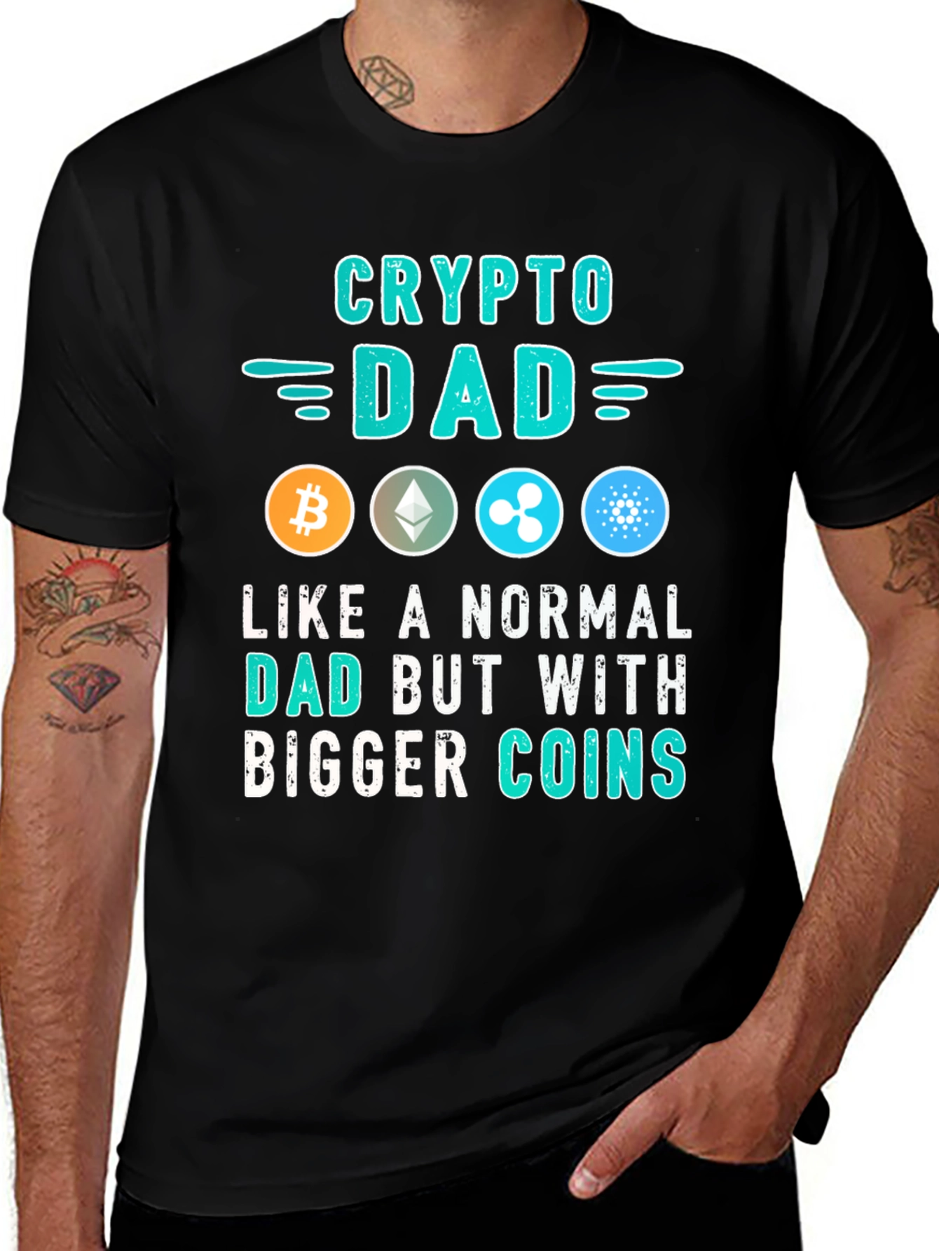 Crypto Dad T-Shirt - Bitcoin, Ethereum, Ripple, Cardano