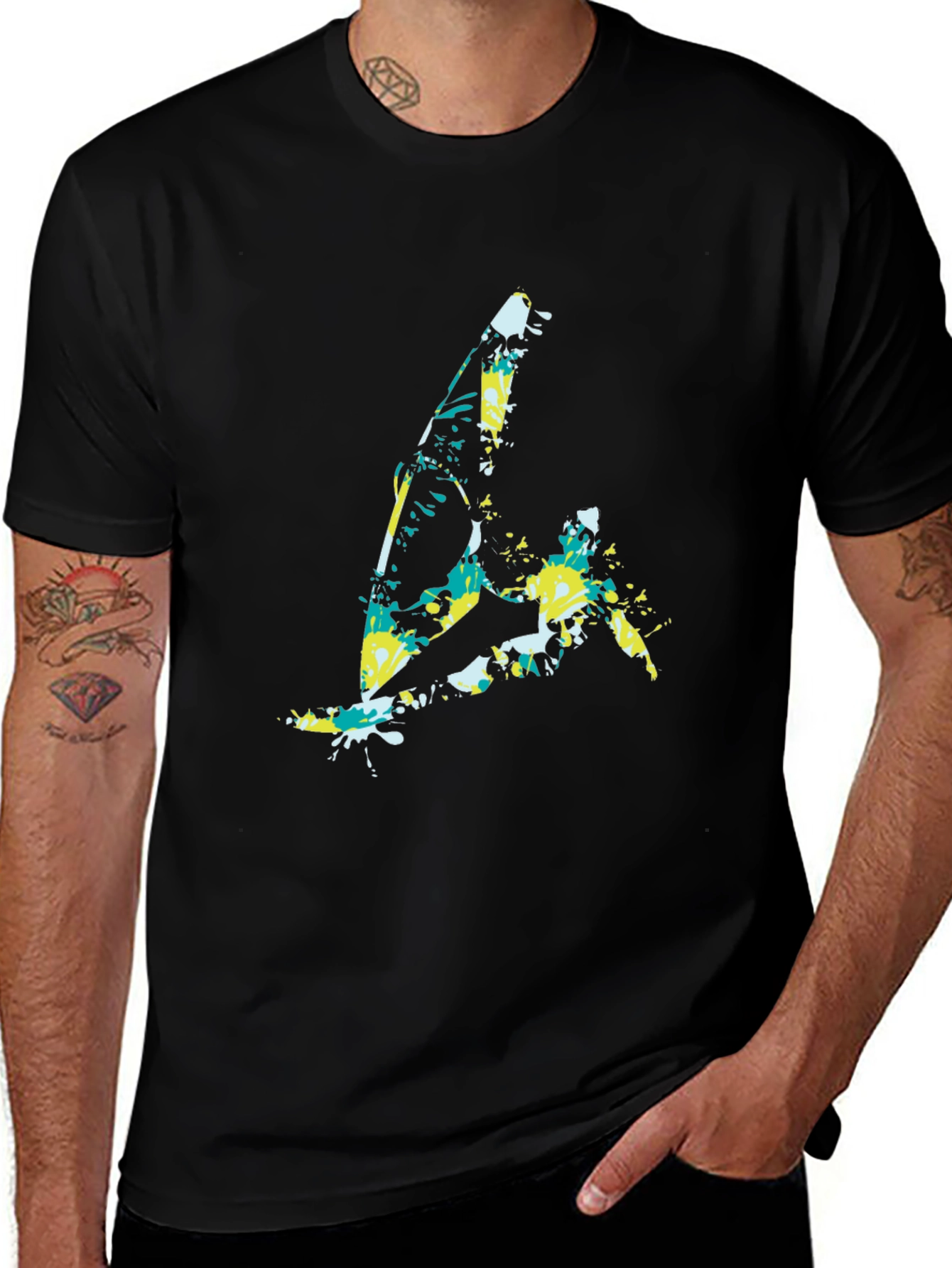 Variant 11 of Abstract Windsurfer Graphic Tee - Cool Black Shirt