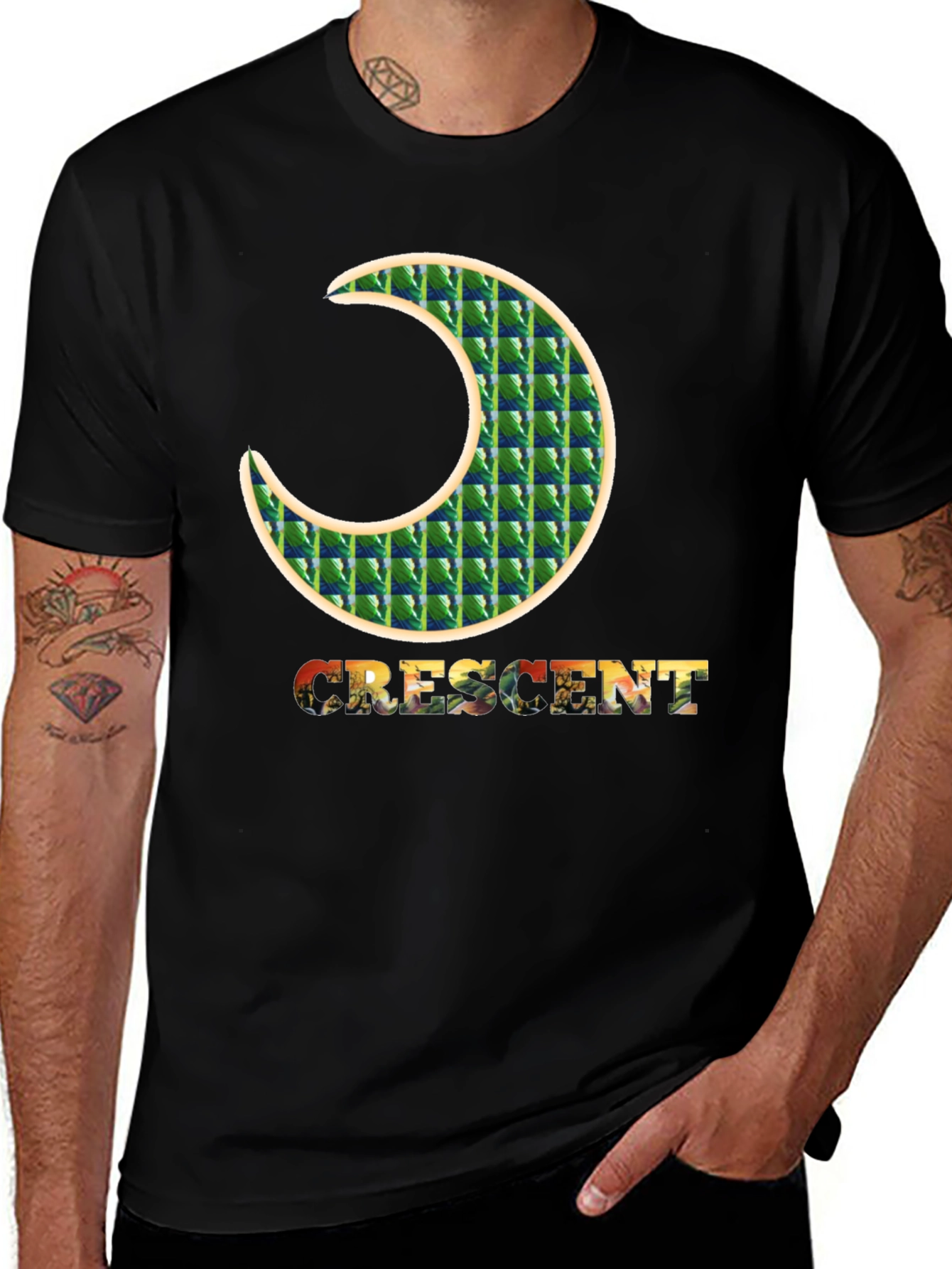 Variant 24 of Crescent Moon Graphic Black Tee