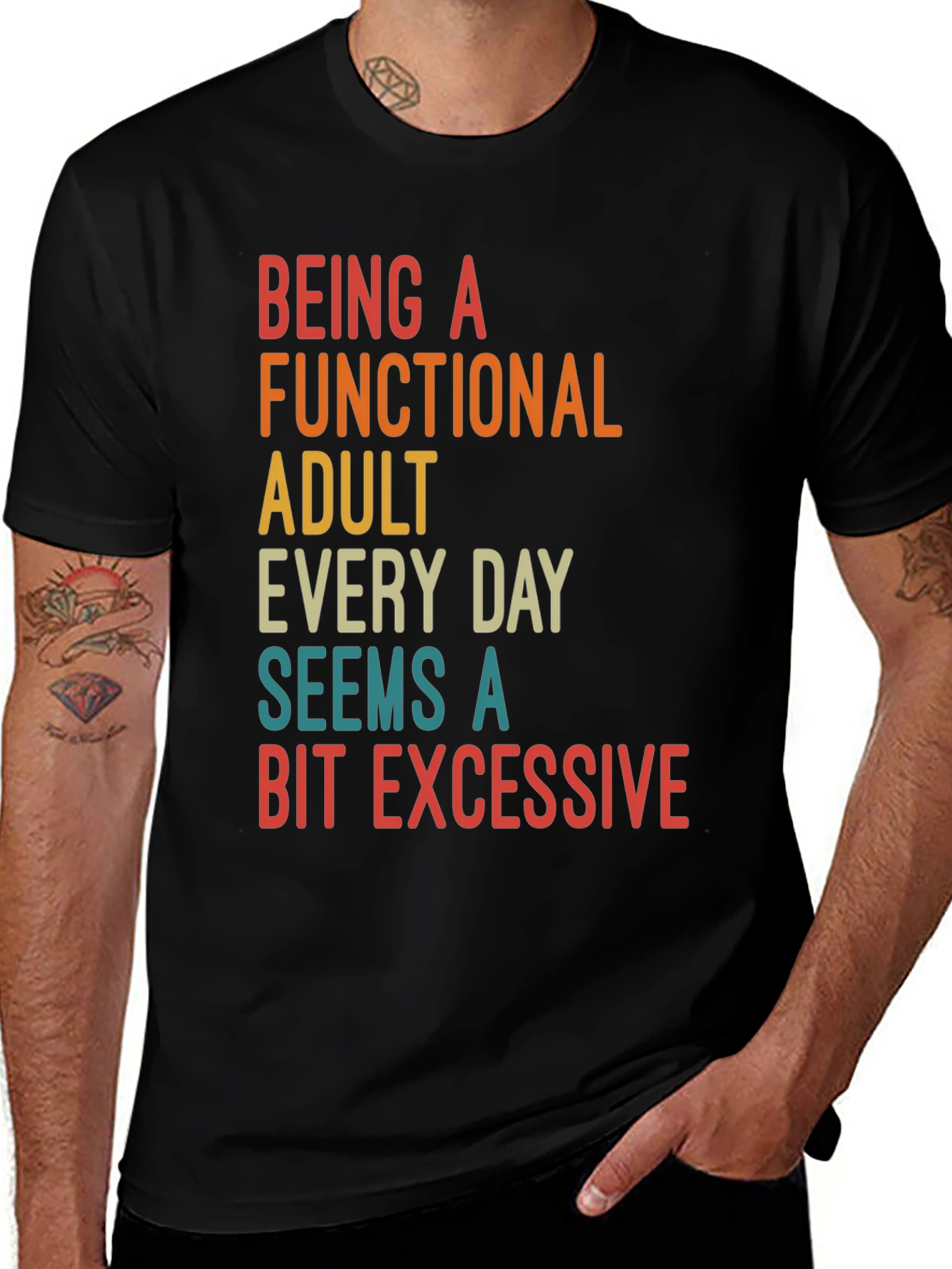Variant 27 of Functional Adult Graphic T-Shirt - Black