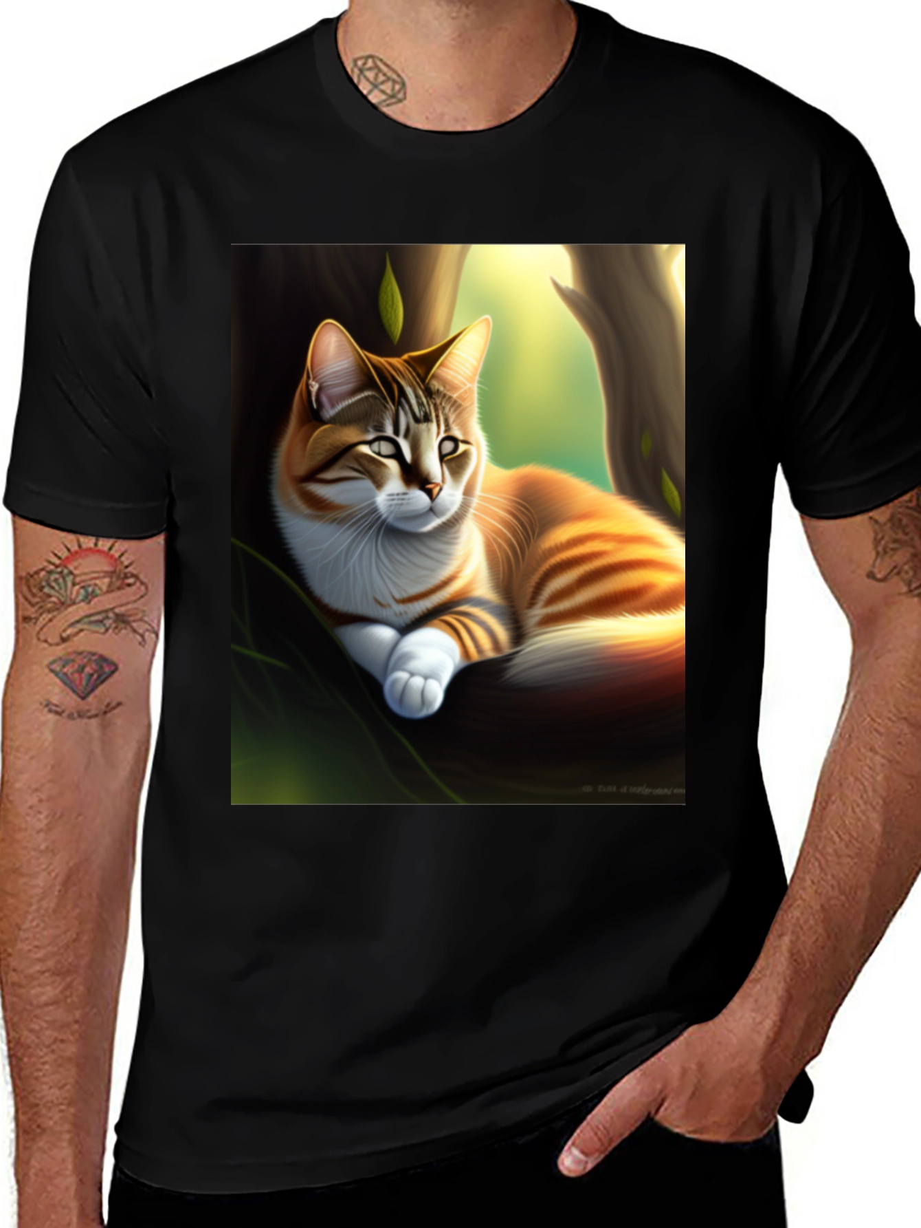 Cat Portrait T-Shirt - Artistic Feline Design