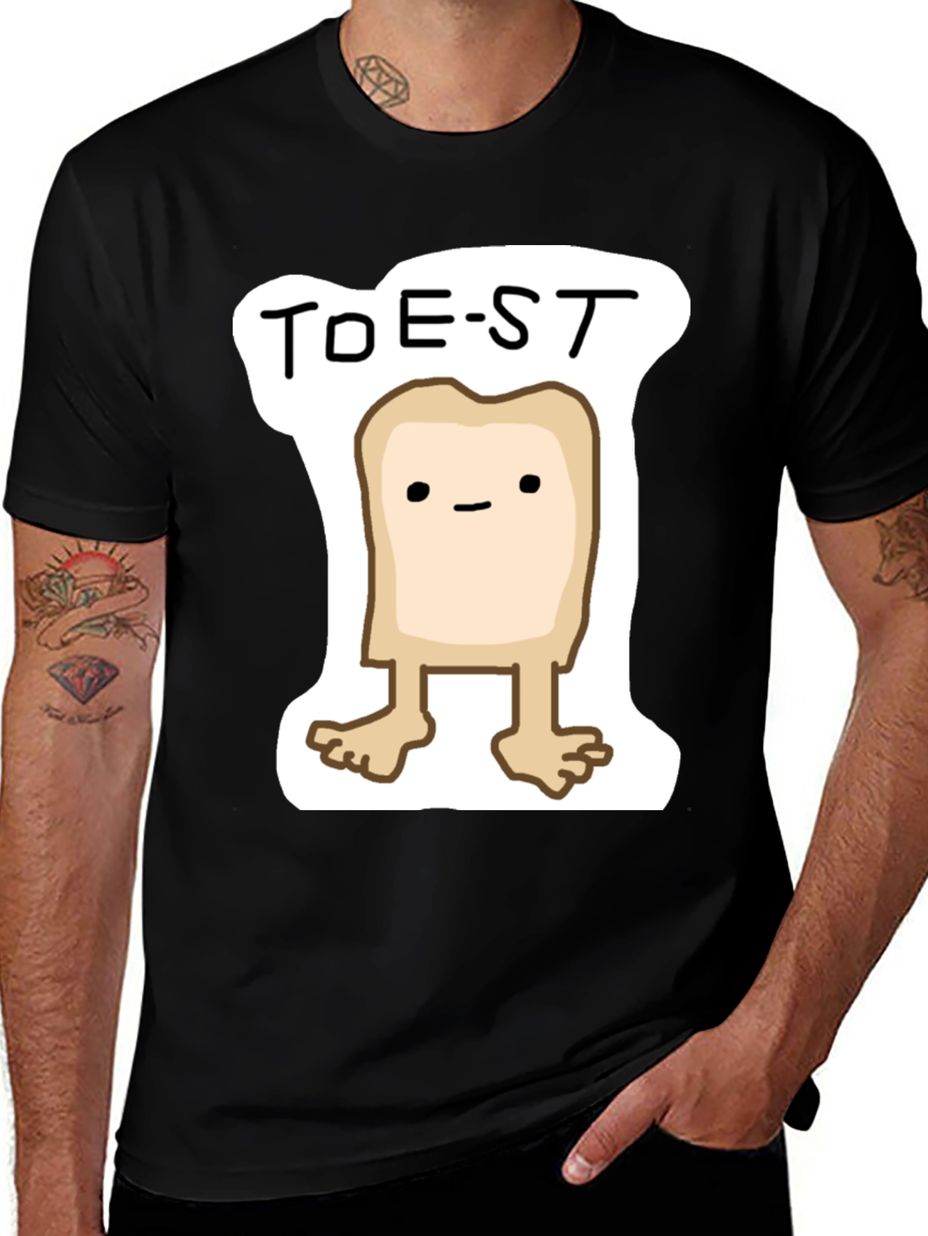 Variant 23 of Funny "TOE-ST" T-Shirt with Toast Character