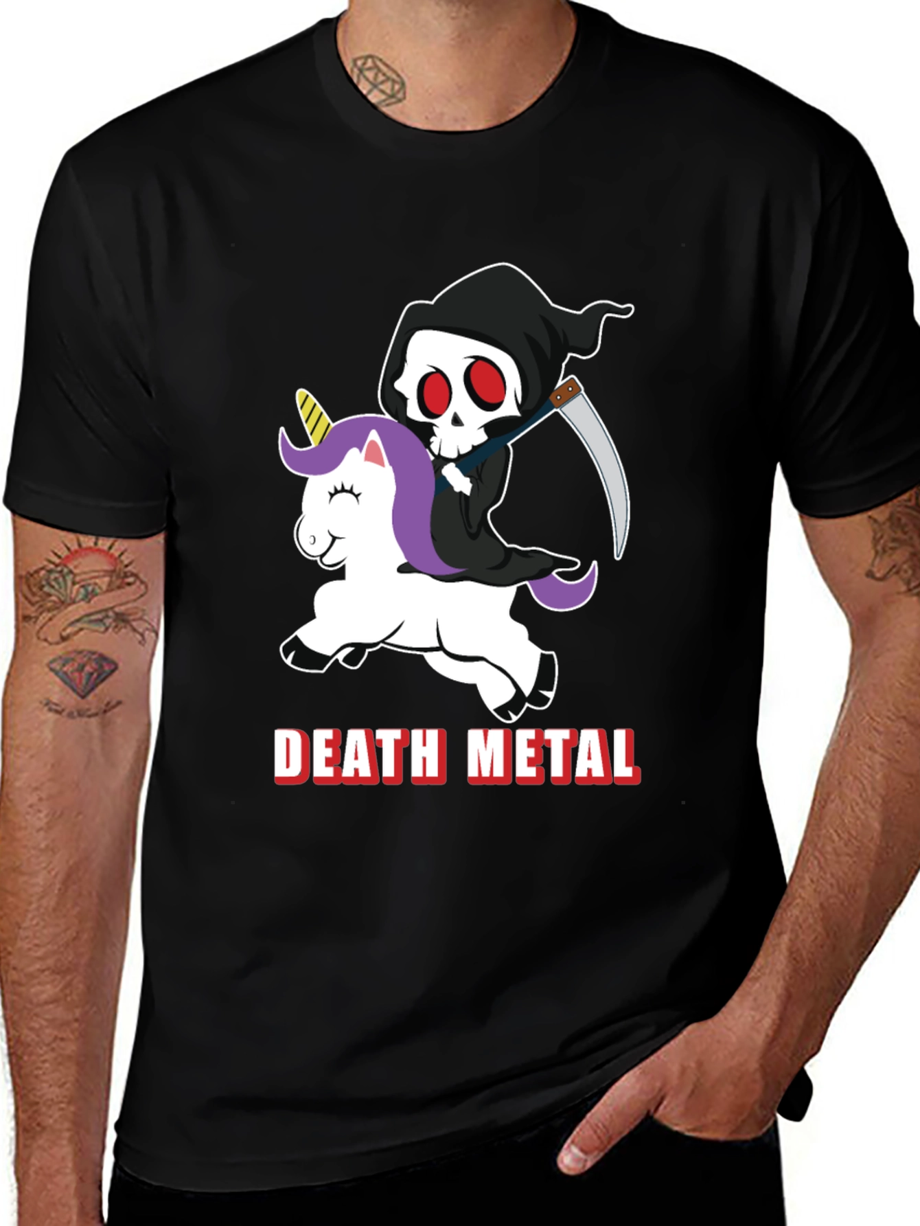 Variant 24 of Death Metal Unicorn T-Shirt - Grim Reaper Funny Tee