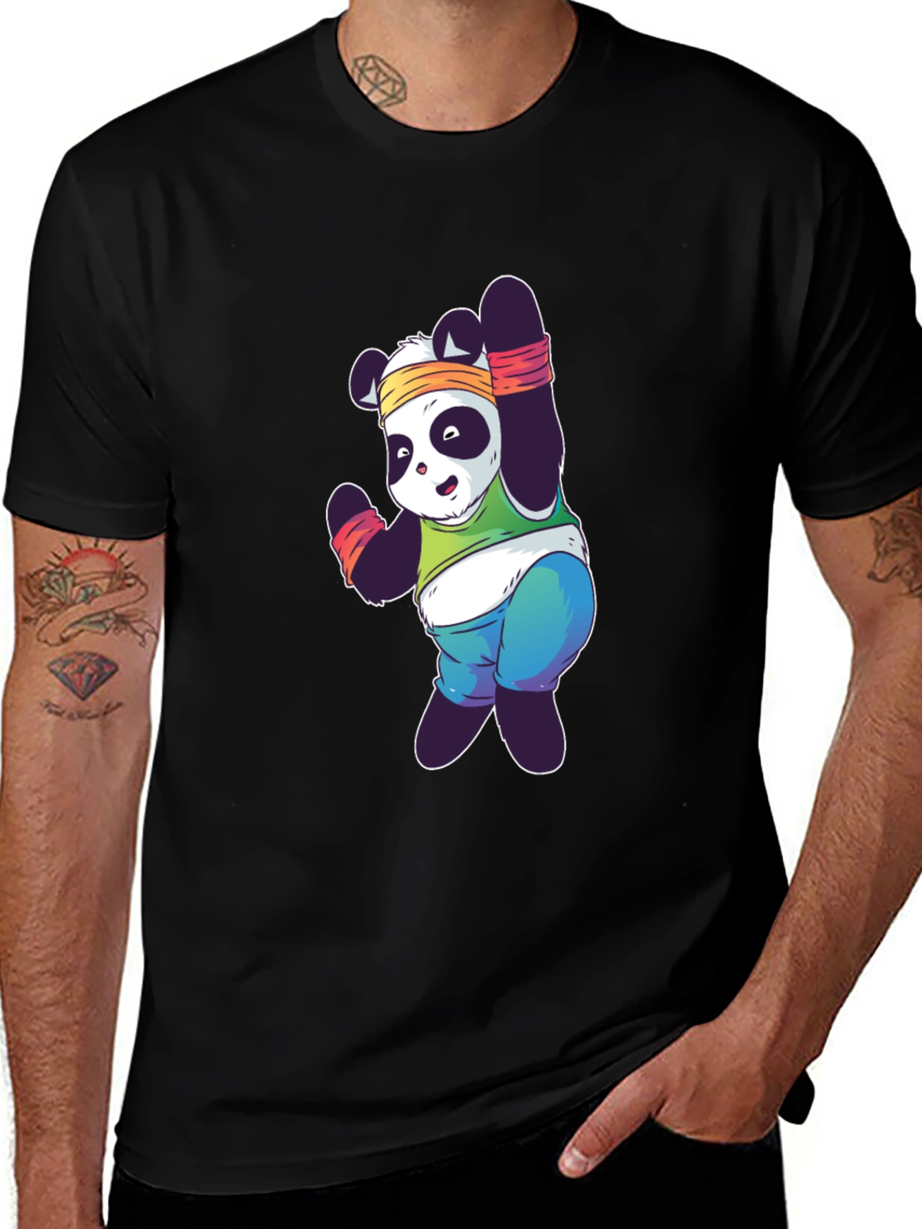 Variant 6 of Funny Panda Workout T-Shirt - Black