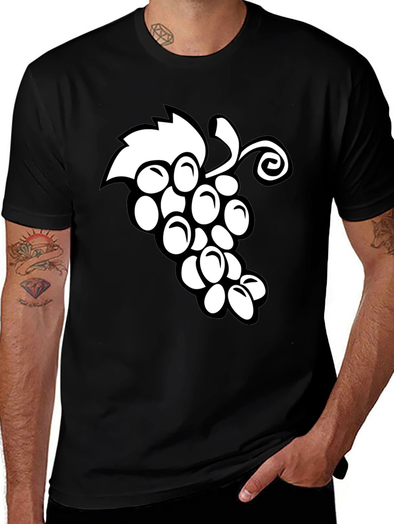 Variant 19 of Grapes Graphic Black T-Shirt for Men