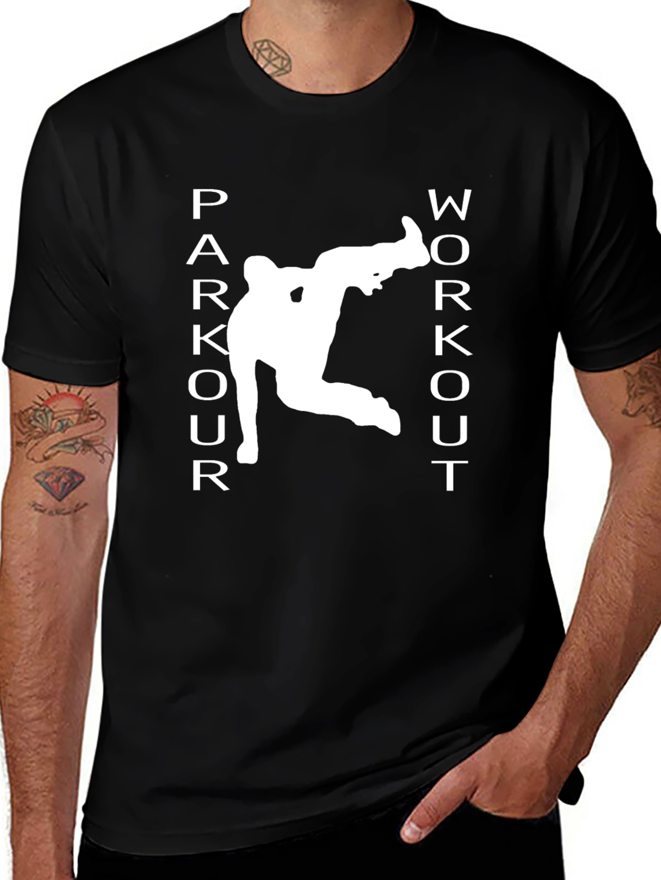 Parkour Workout Graphic Tee - Black Athletic T-Shirt