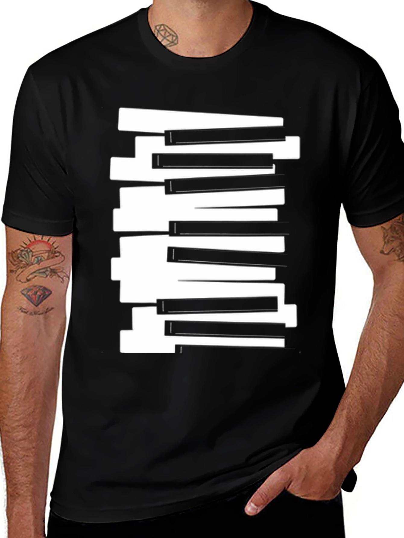 Variant 26 of Piano Keys Graphic Black T-Shirt