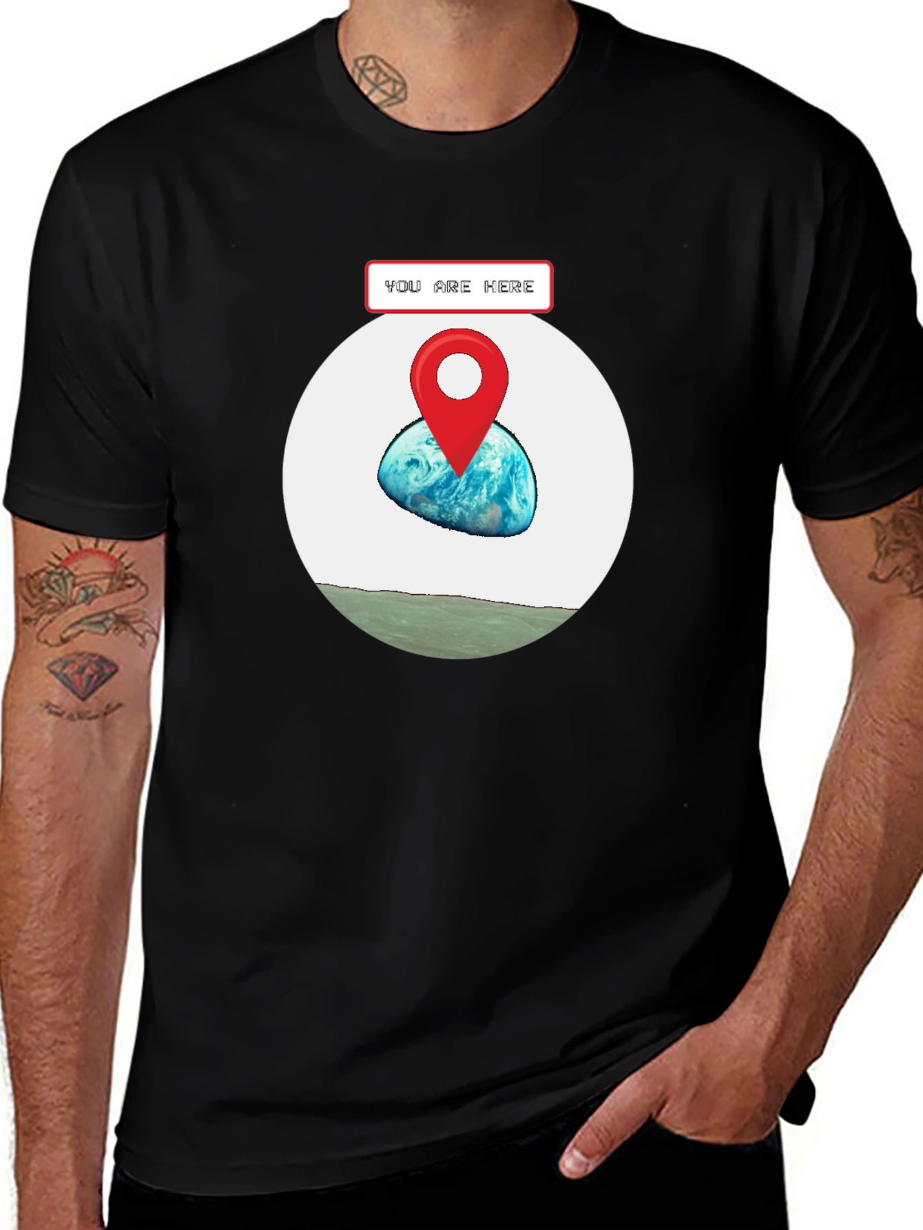 You Are Here Earth Graphic Tee - Novelty Location Shirt