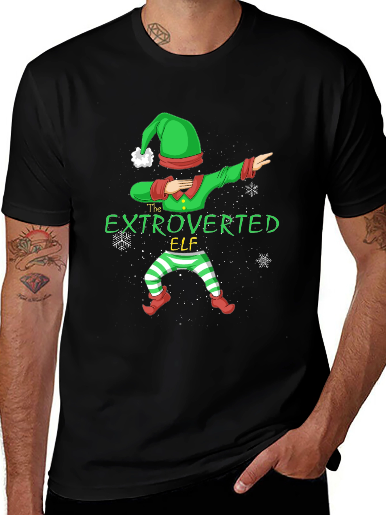 Extroverted Elf Christmas Graphic Tee Shirt