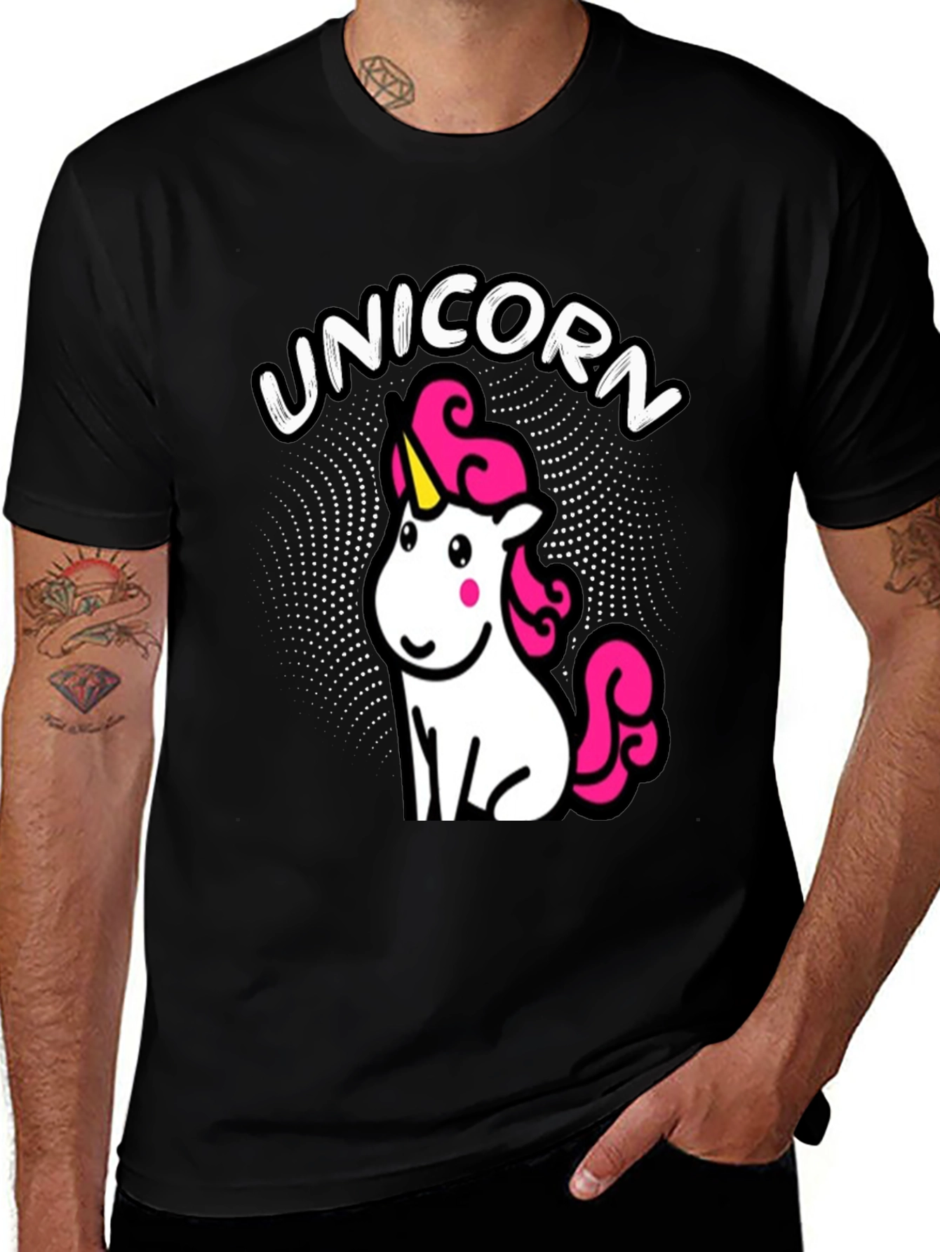 Variant 2 of Unicorn Cartoon Black T-Shirt