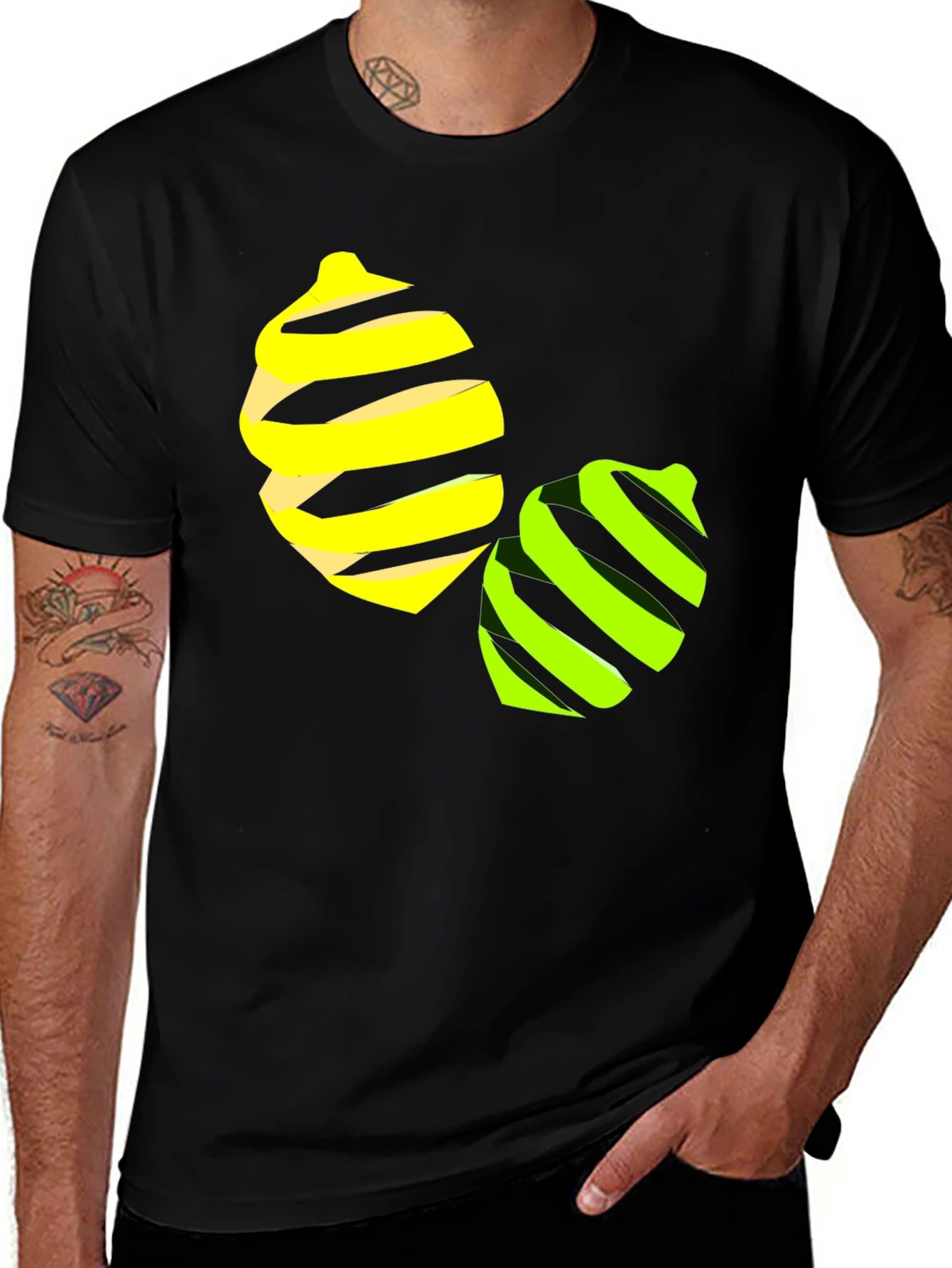 Variant 29 of Trendy Lemon Twist Graphic Tee - Stylish Black T-Shirt