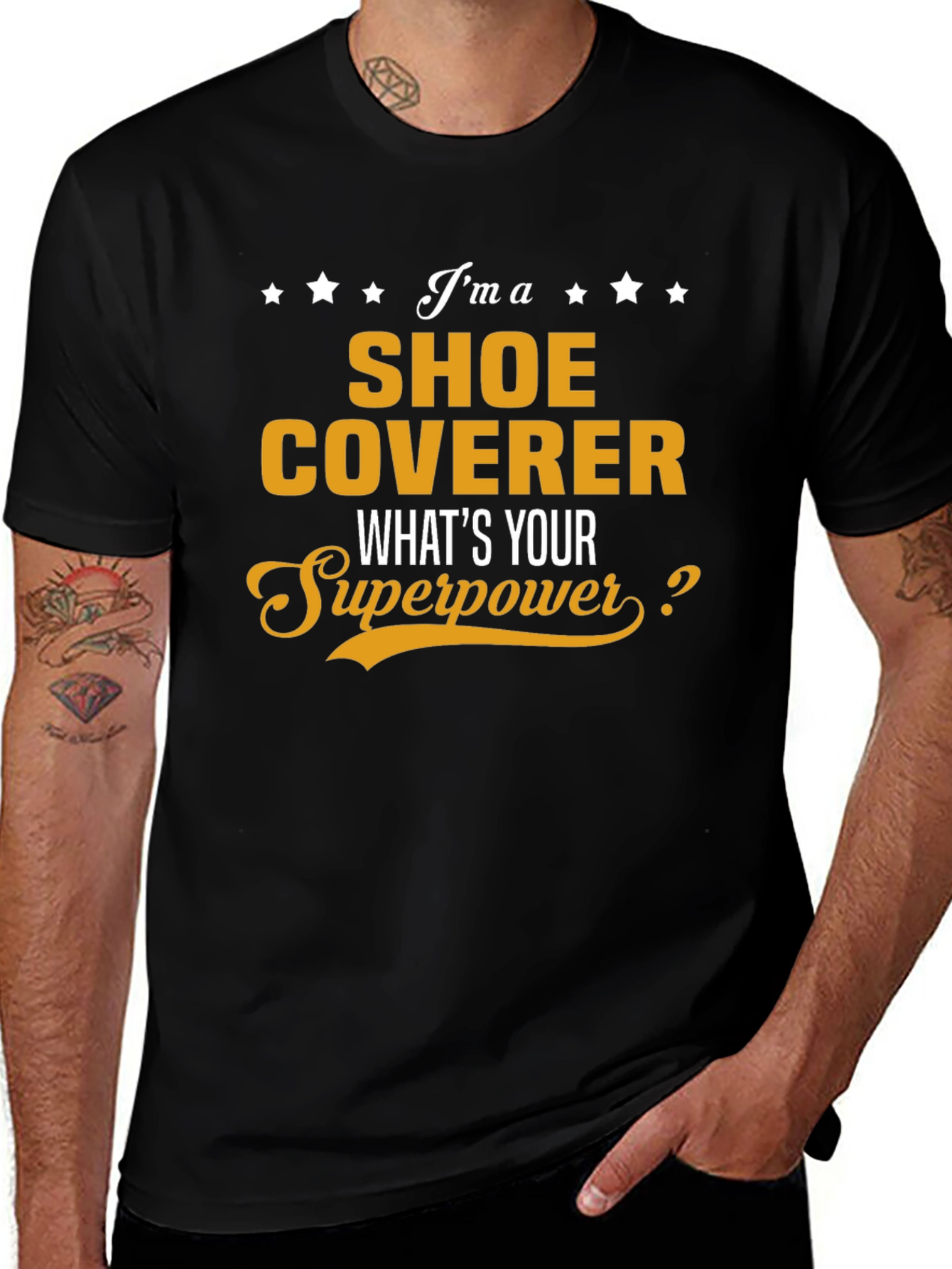 Variant 14 of Shoe Coverer Superpower Black T-Shirt