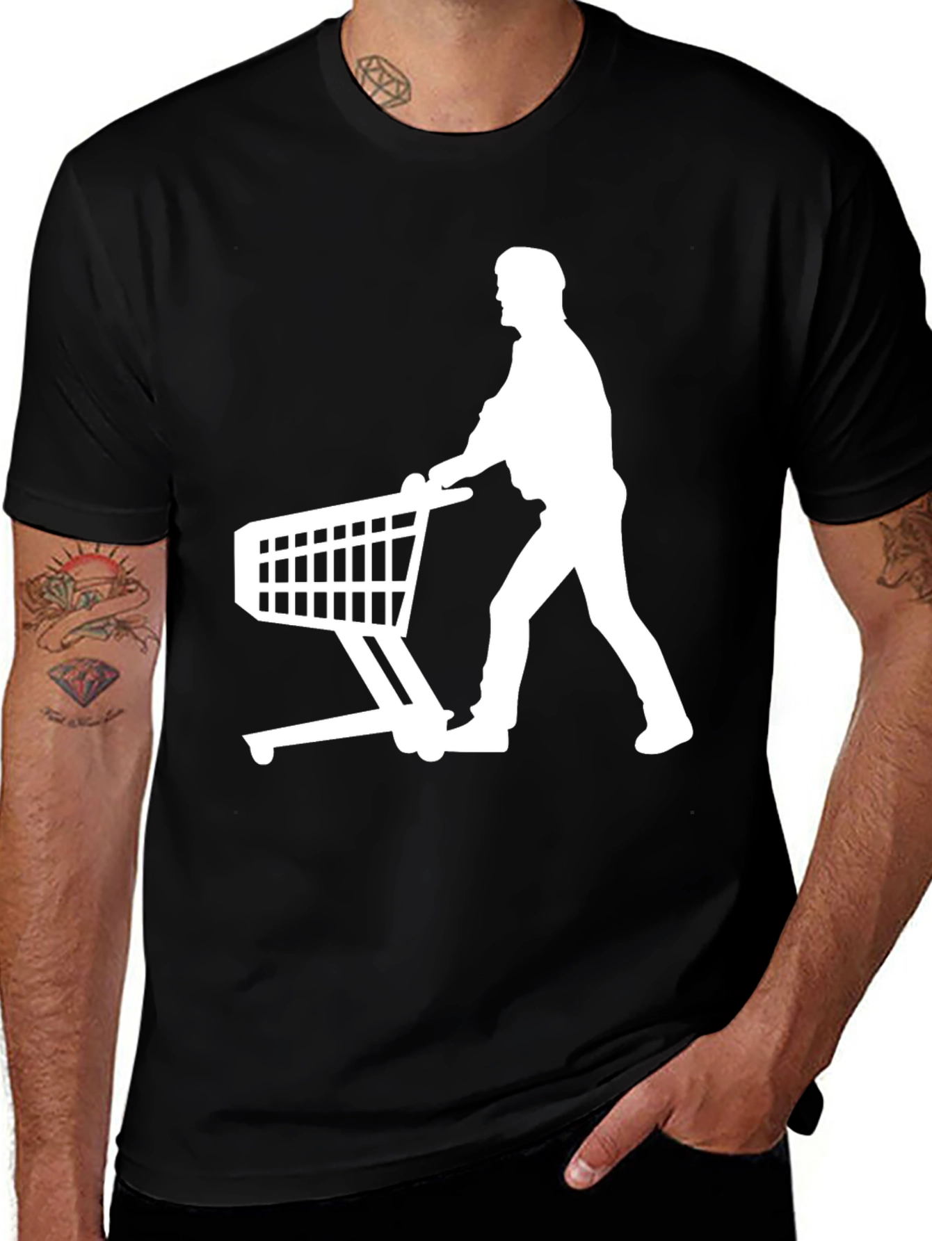 Variant 26 of Shopping Cart Silhouette Black T-Shirt