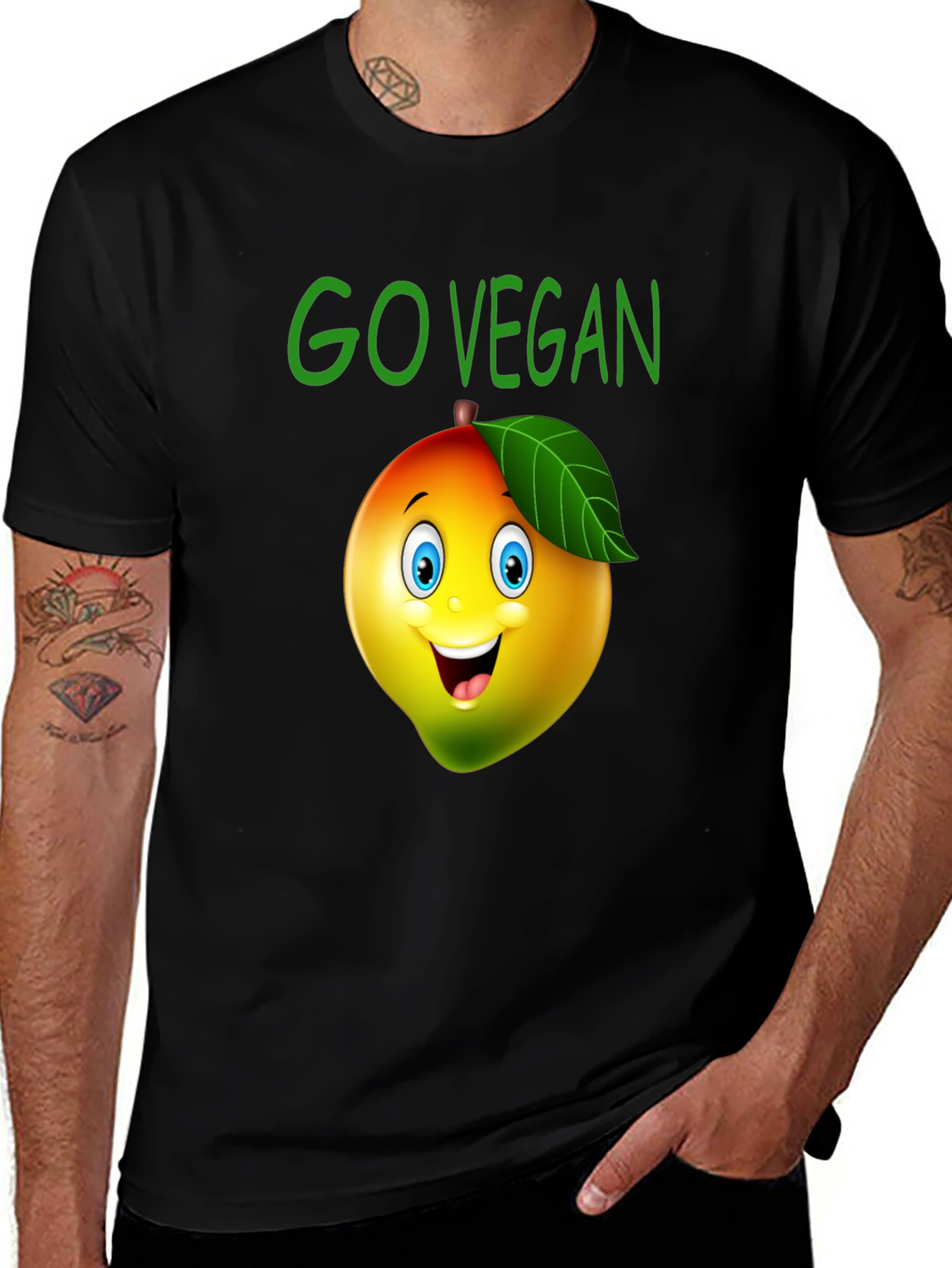 Variant 16 of Go Vegan Mango Cartoon Graphic T-Shirt