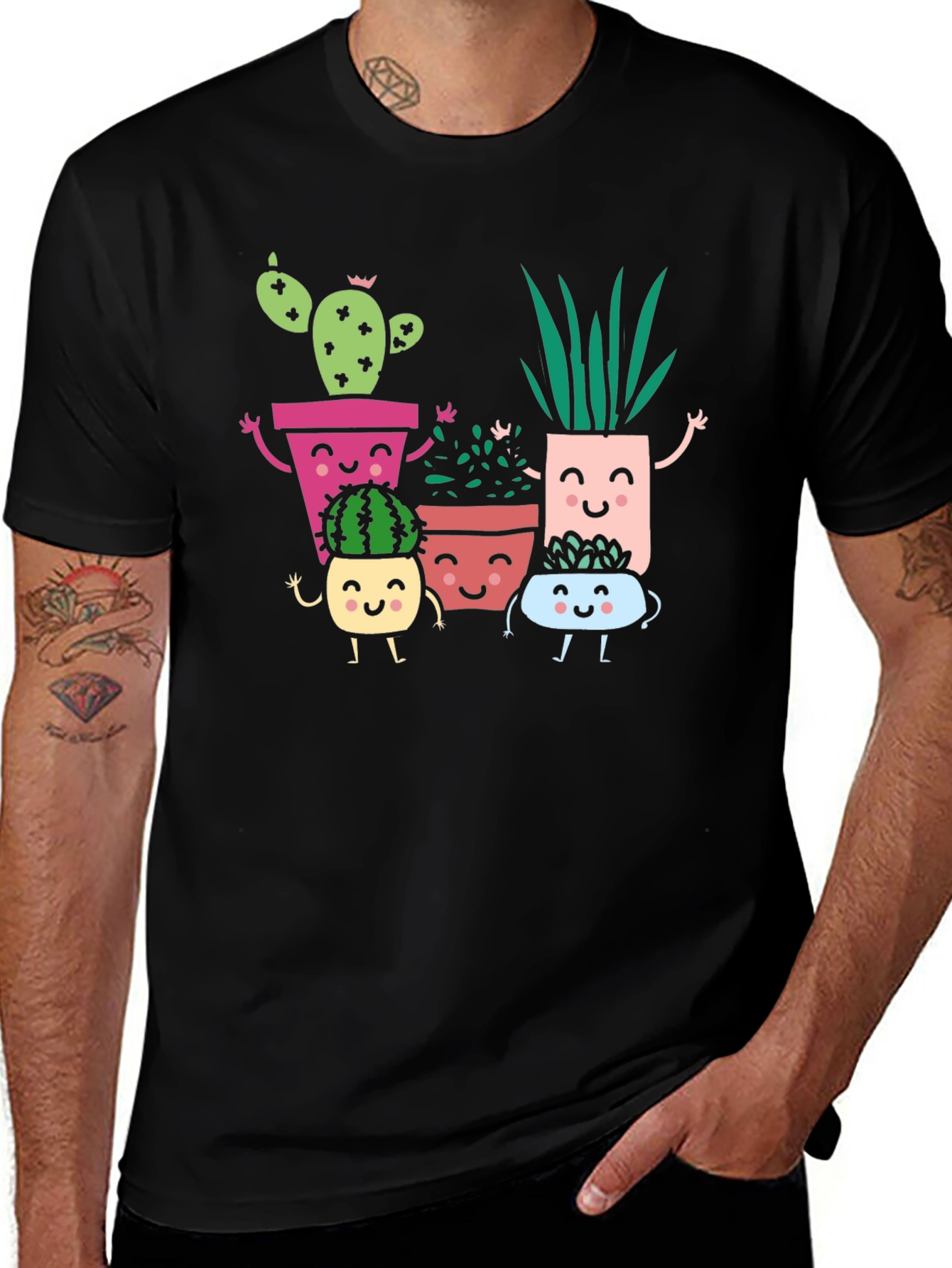 Variant 15 of Cute Smiling Succulent Plant Graphic T-Shirt