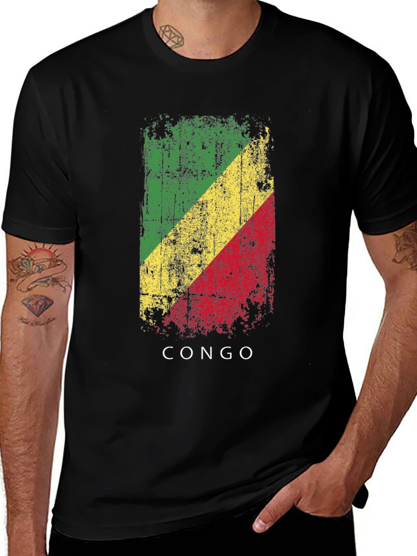 Variant 10 of Congo Flag T-Shirt - Distressed Vintage Style